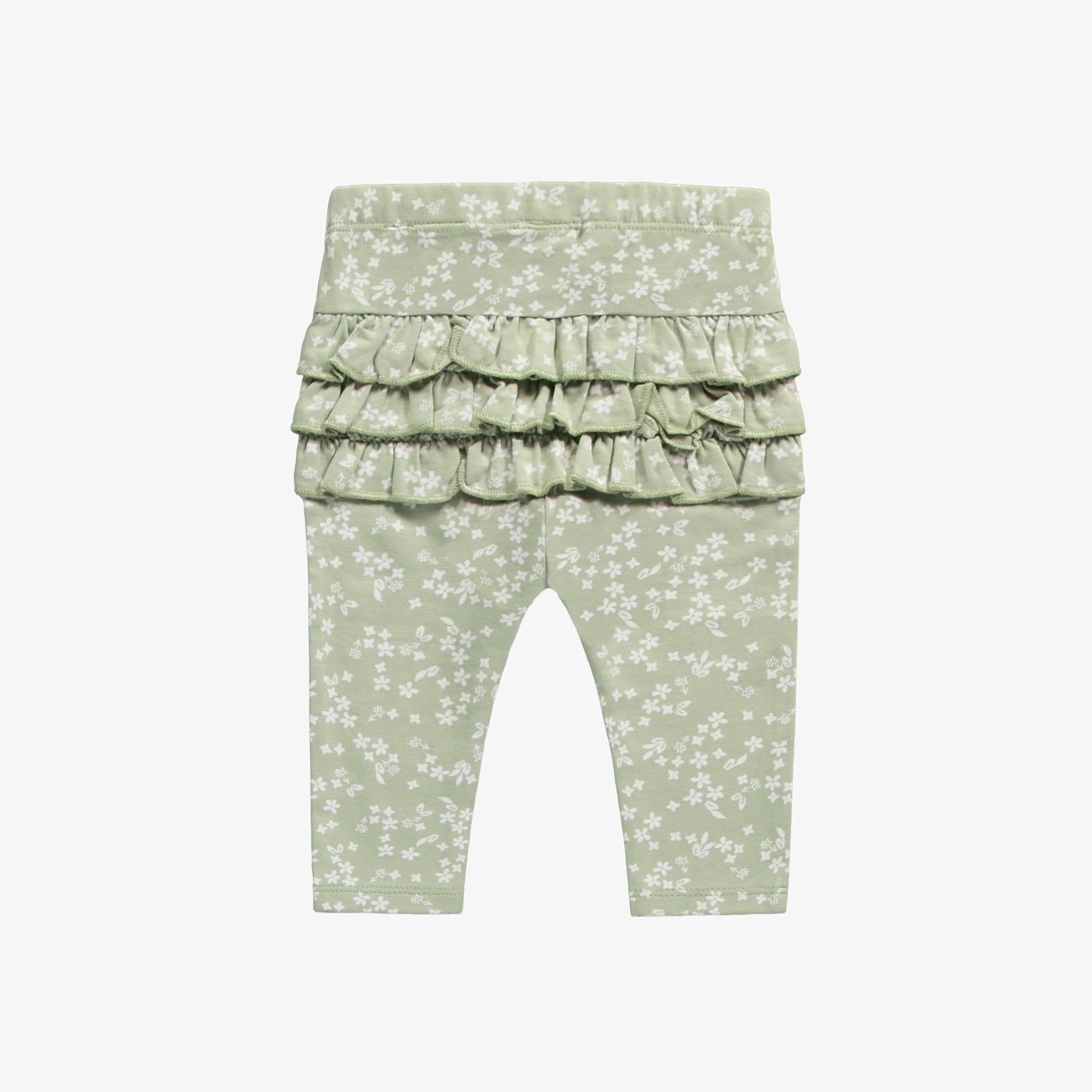 Legging vert sauge fleuri à volants en jersey, naissance