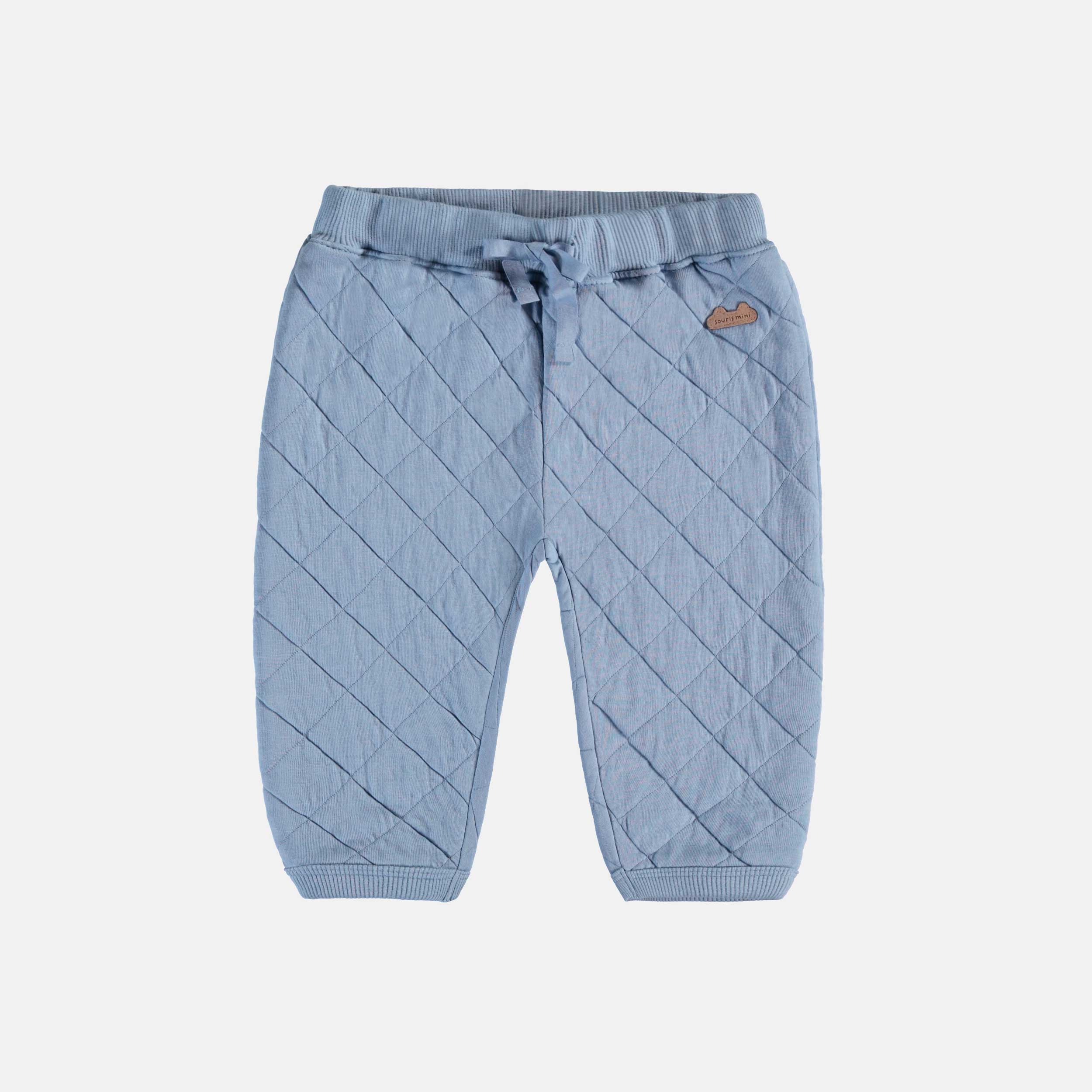 Pantalon bleu pâle en jersey matelassé, naissance