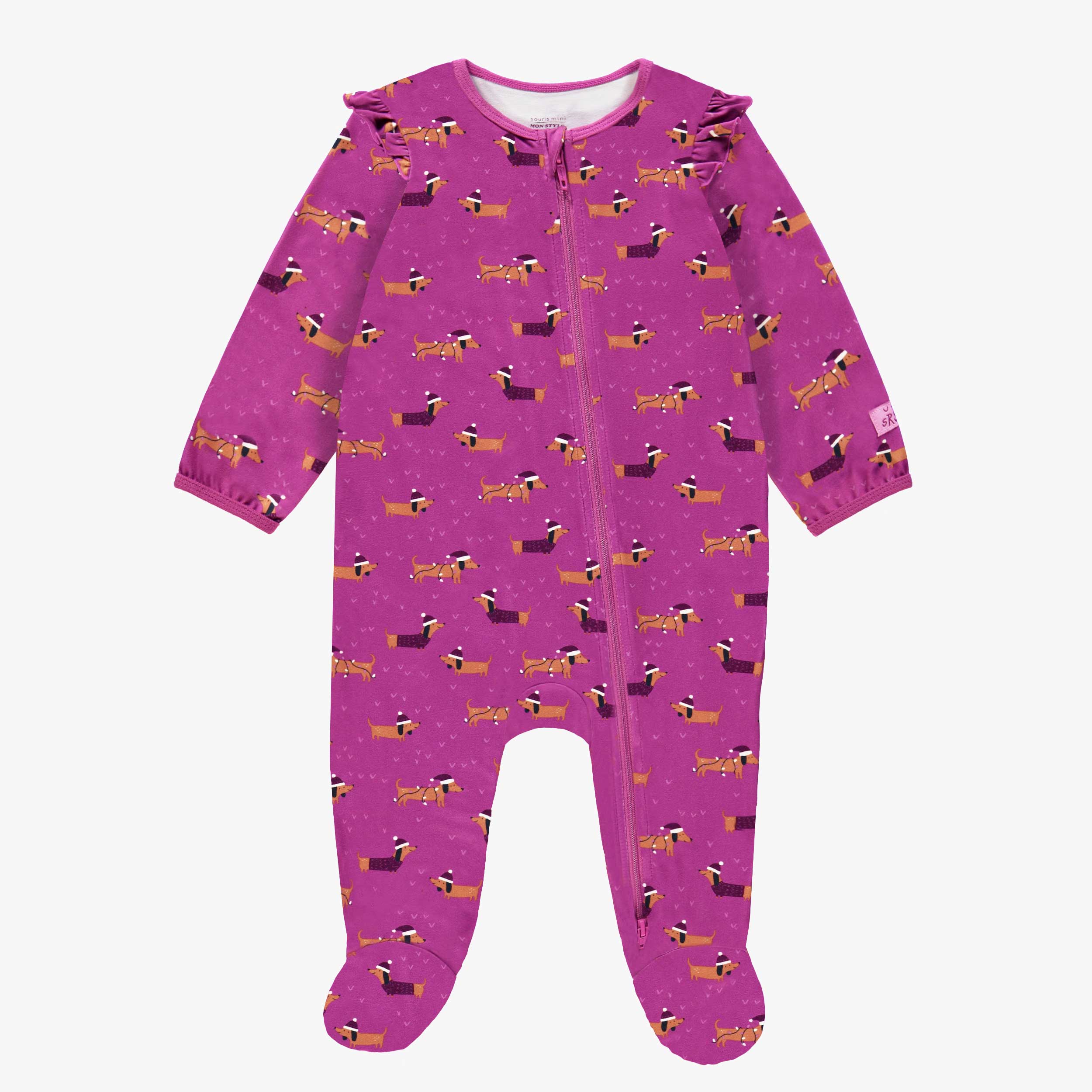 Pyjama une pièce mauve à motifs de chiens, bébé