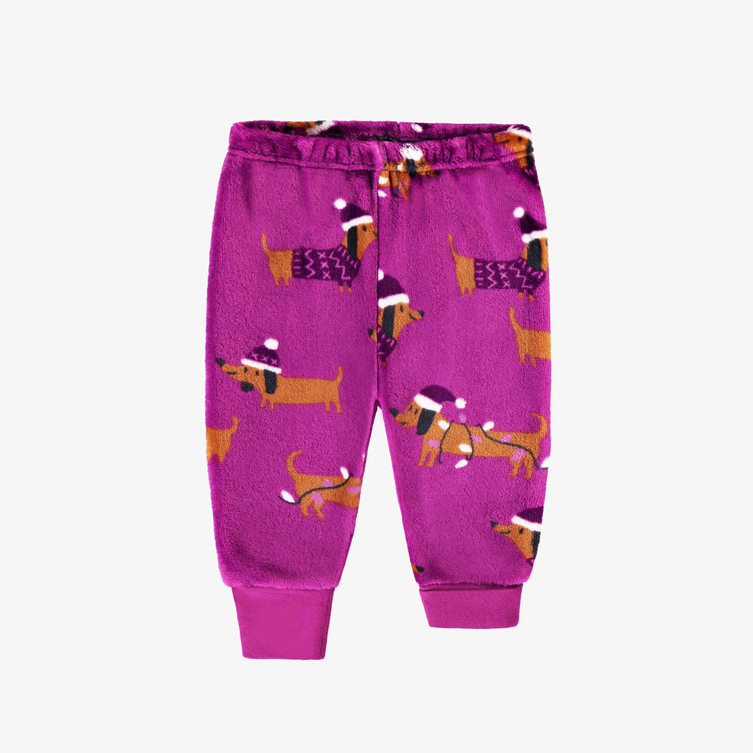 Bas du pyjama deux pièces mauve à motifs de chiens, bébé