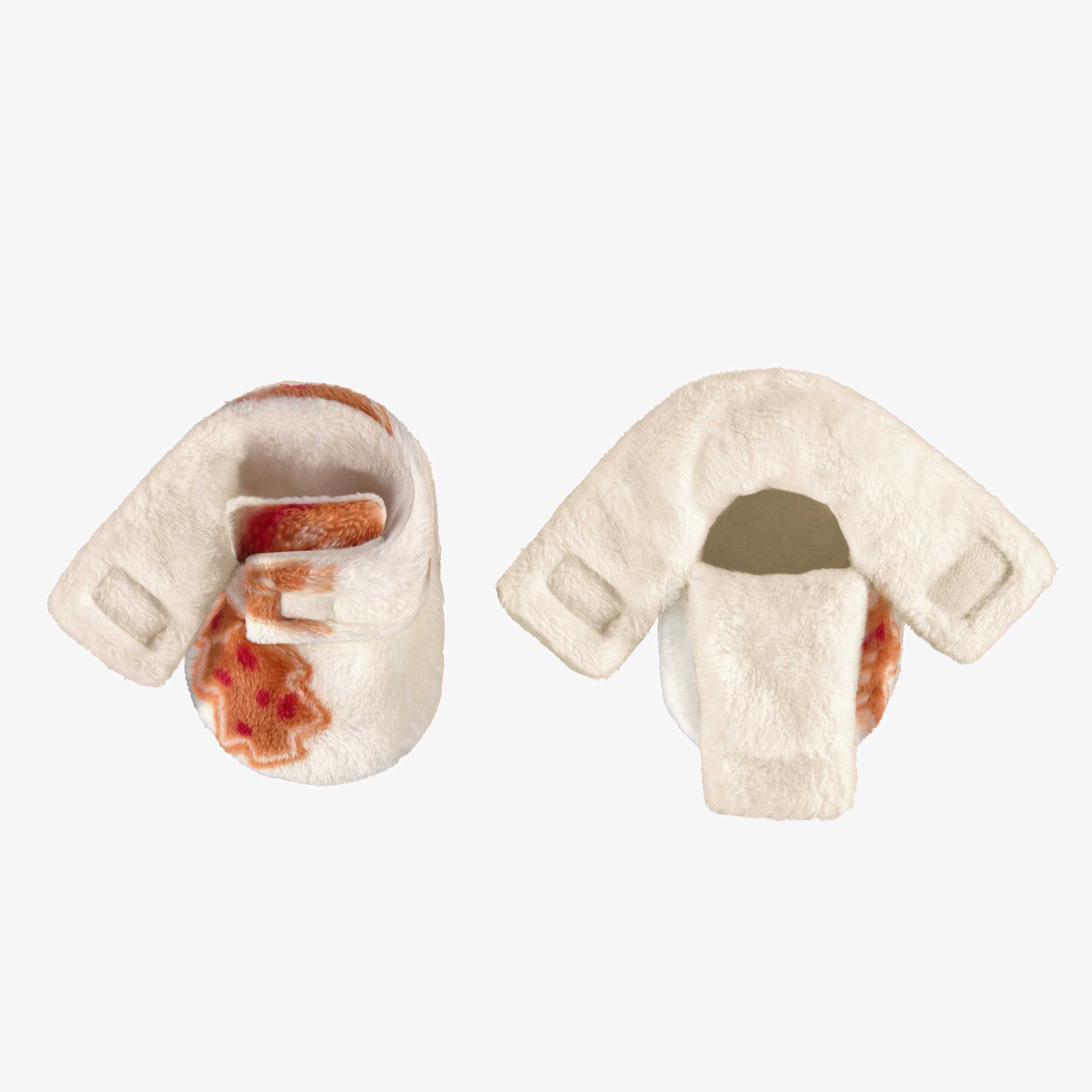 Pantoufles ouvertes crème à motifs pain d’épices, bébé