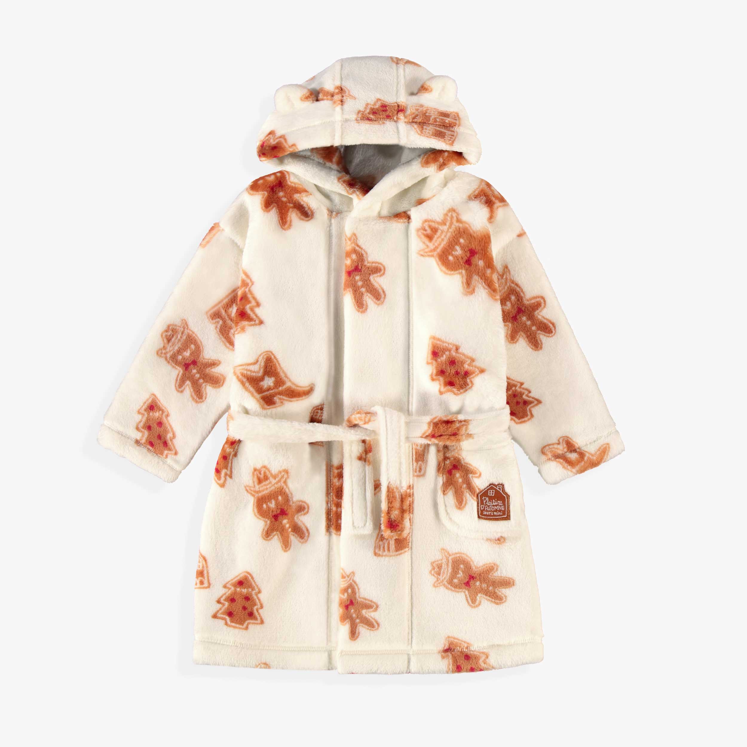 Robe de chambre crème à motifs pain d’épices, bébé