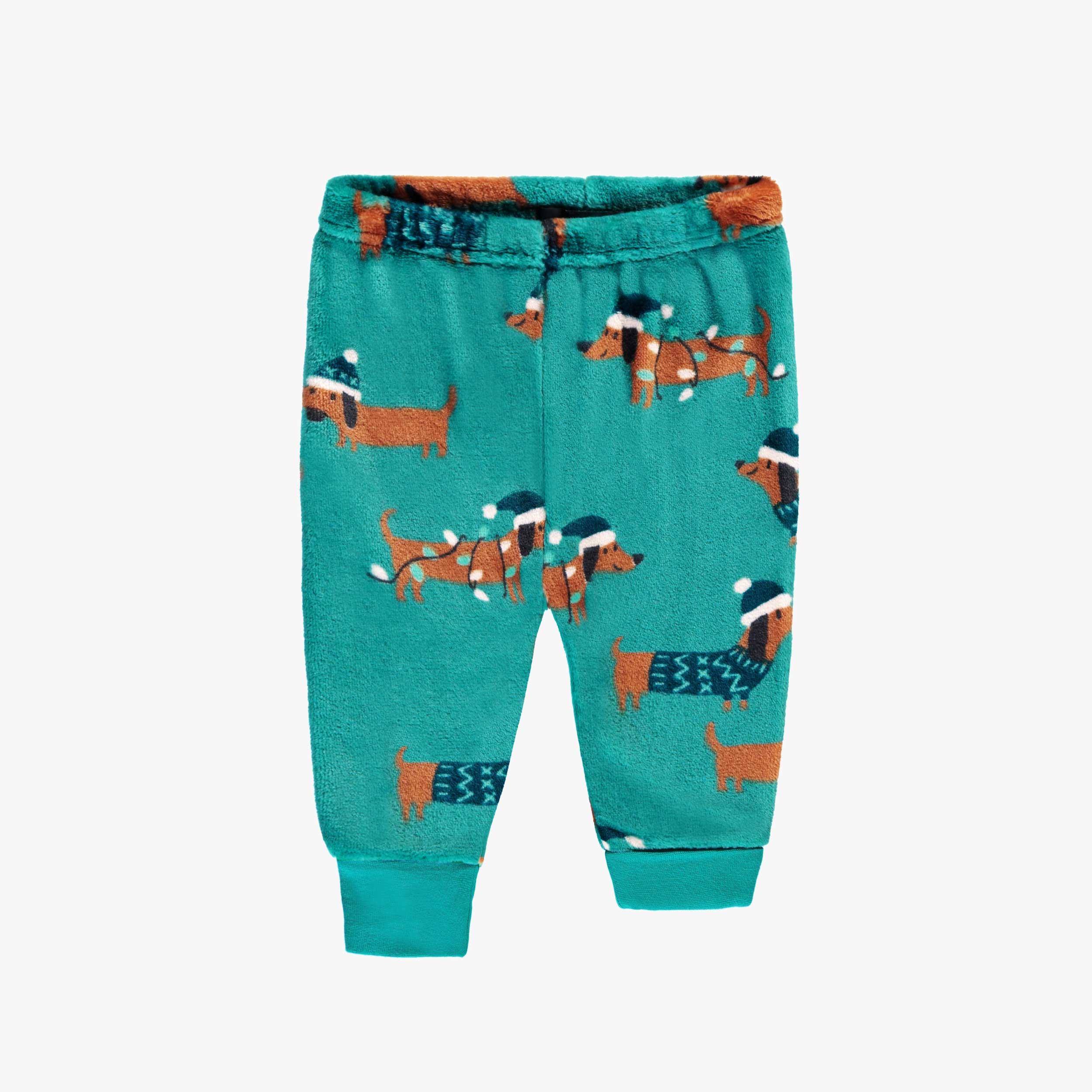Bas du pyjama deux pièces turquoise à motifs de chiens, bébé
