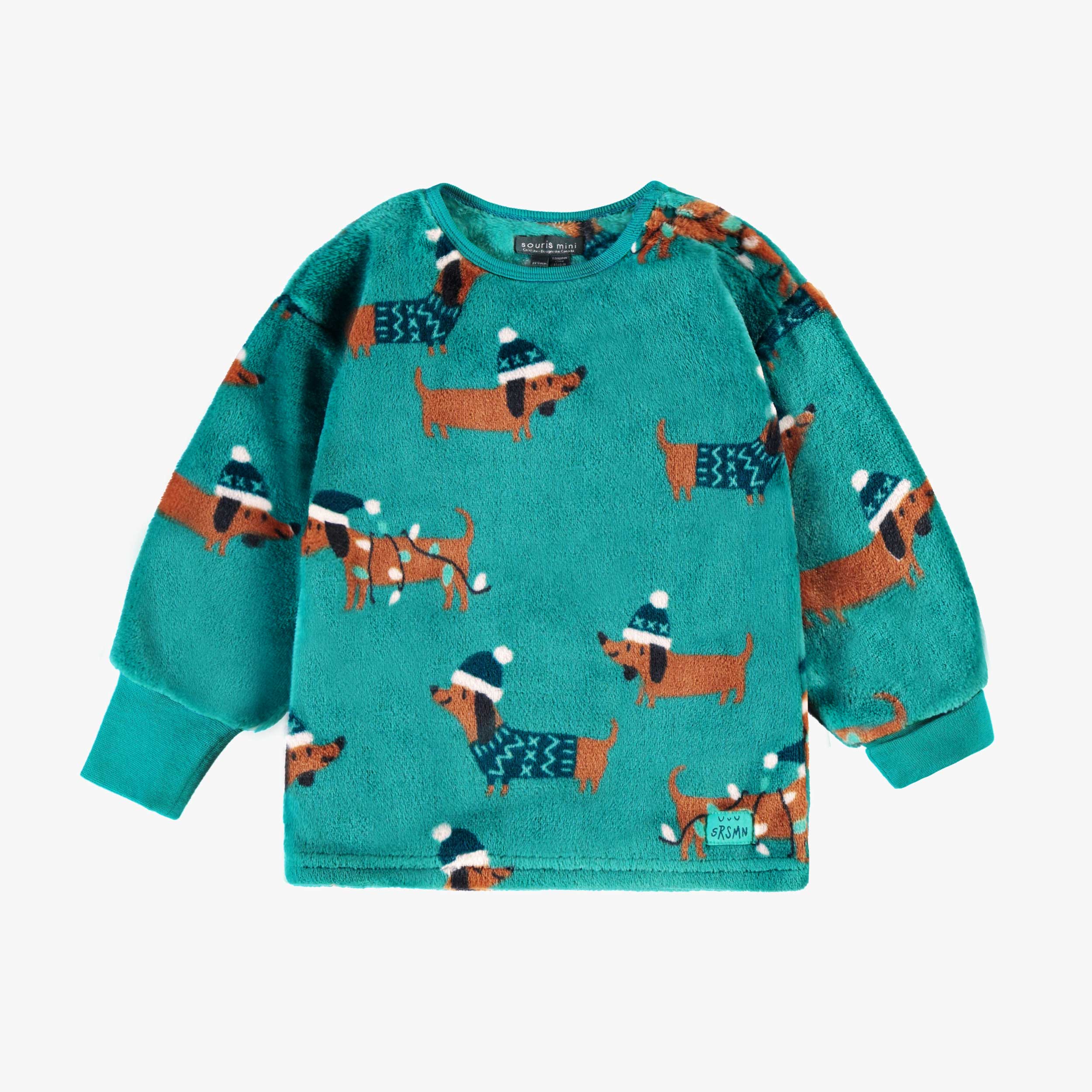 Haut du pyjama deux pièces turquoise à motifs de chiens, bébé
