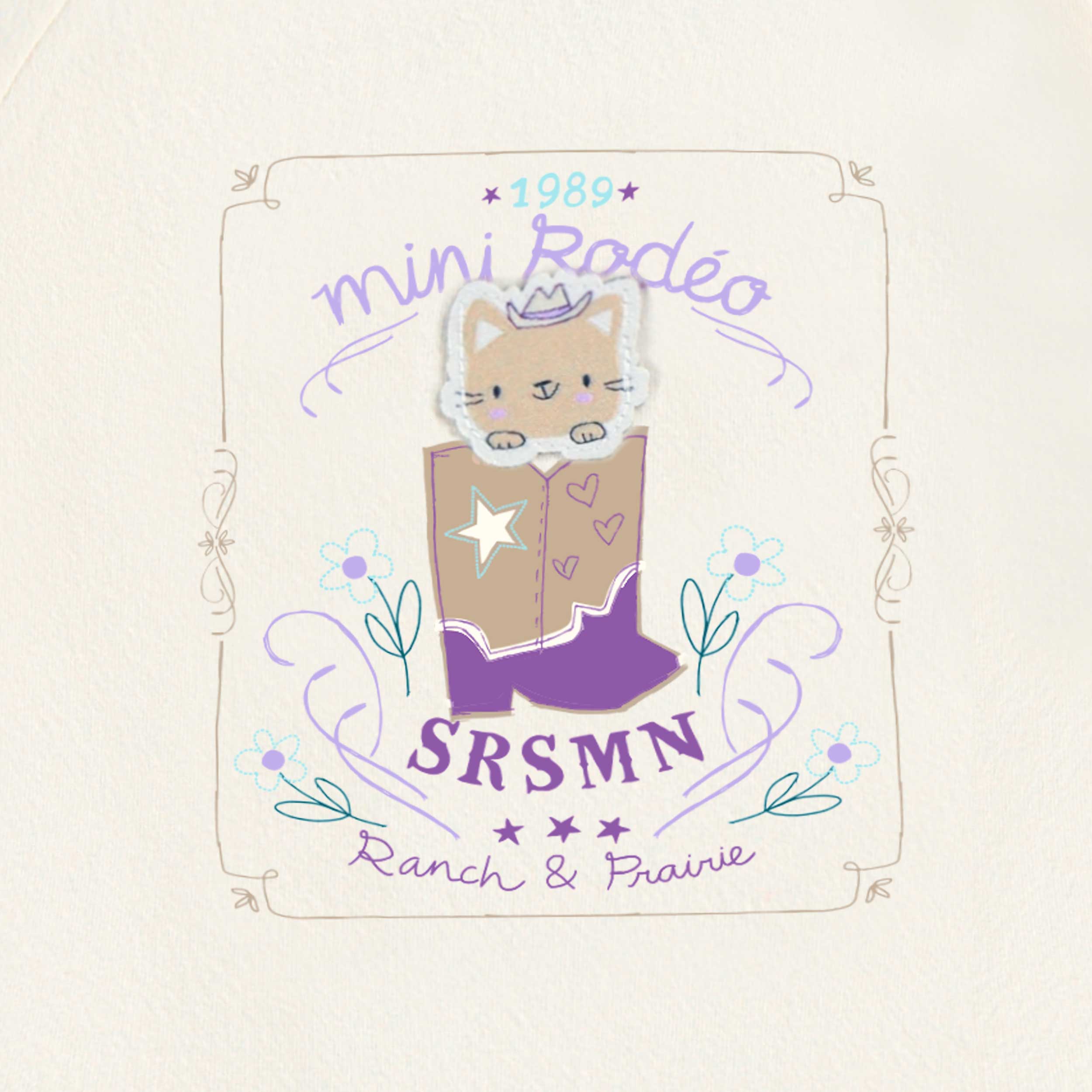 Zoom détails du t-shirt crème avec illustration, bébé