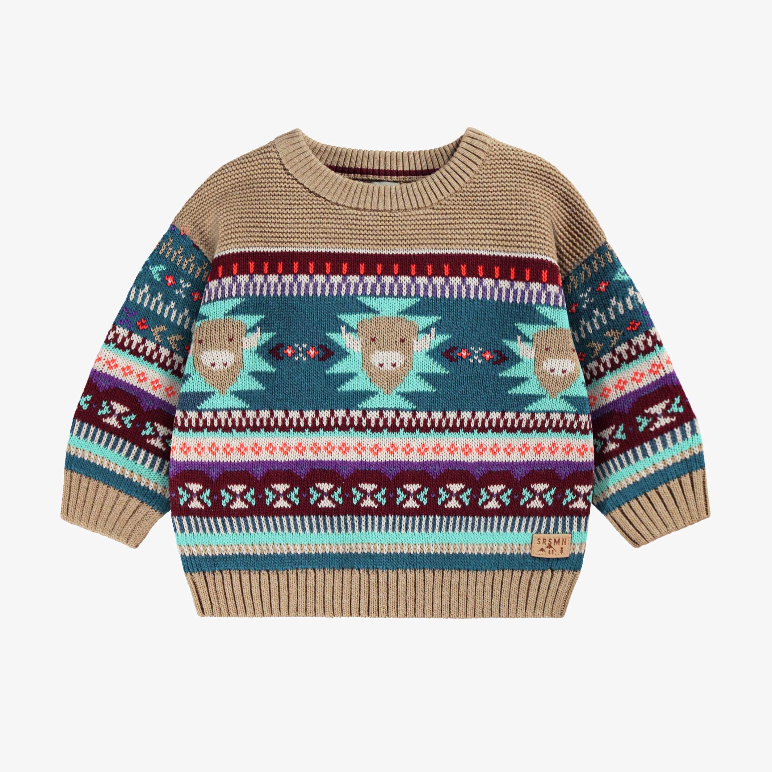 Chandail beige en tricot avec motifs, bébé