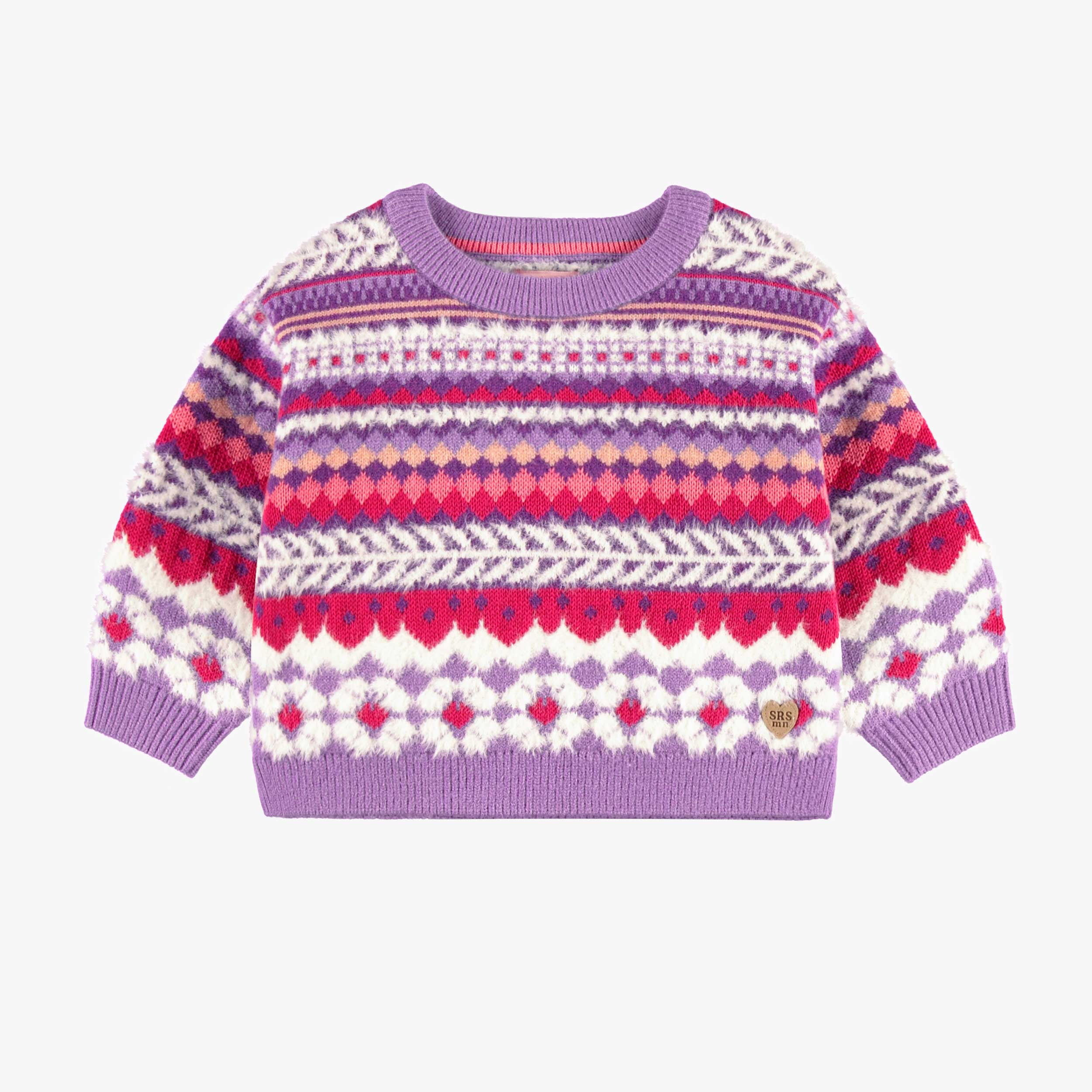 Chandail mauve en tricot avec motifs, bébé