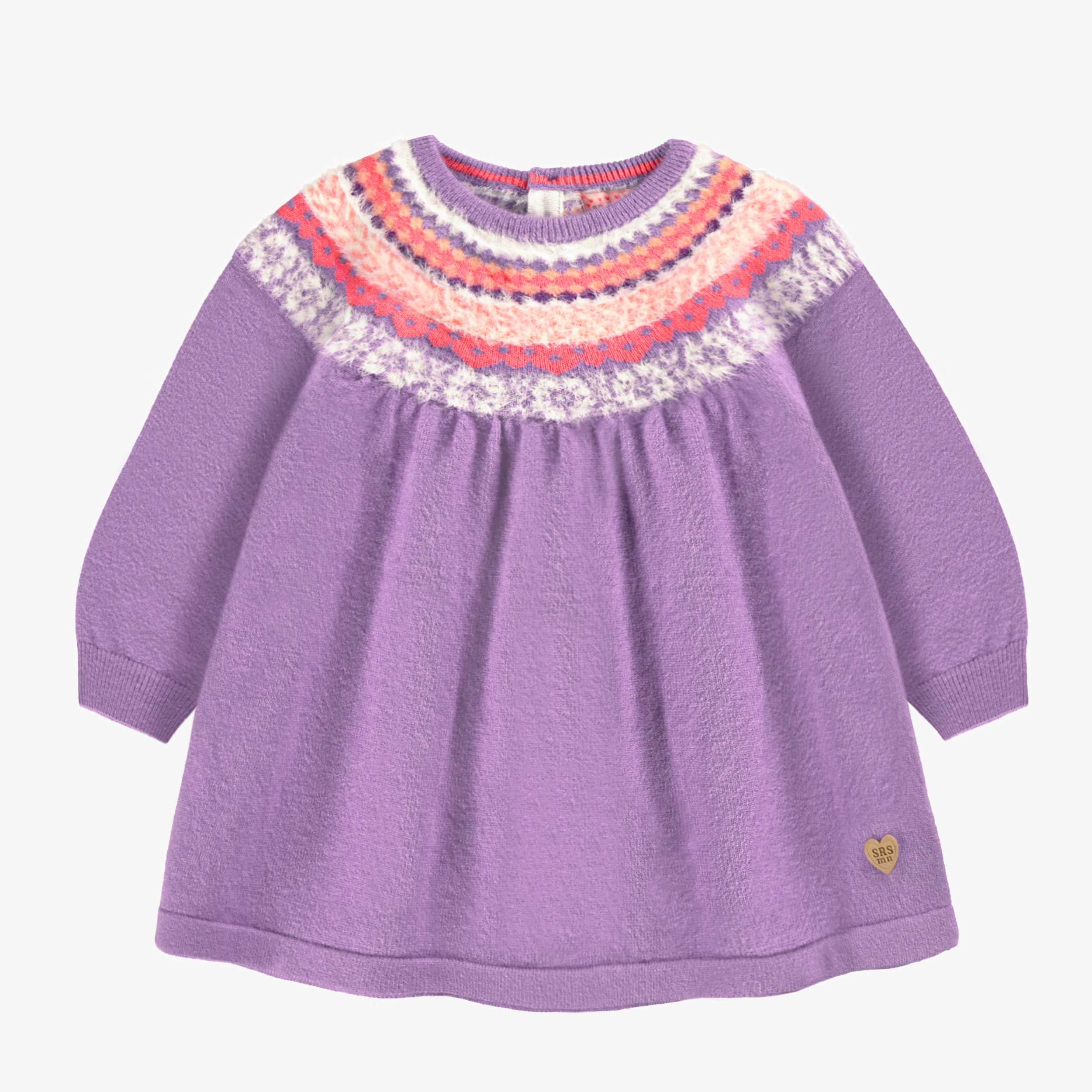 Robe mauve en tricot avec motifs, bébé