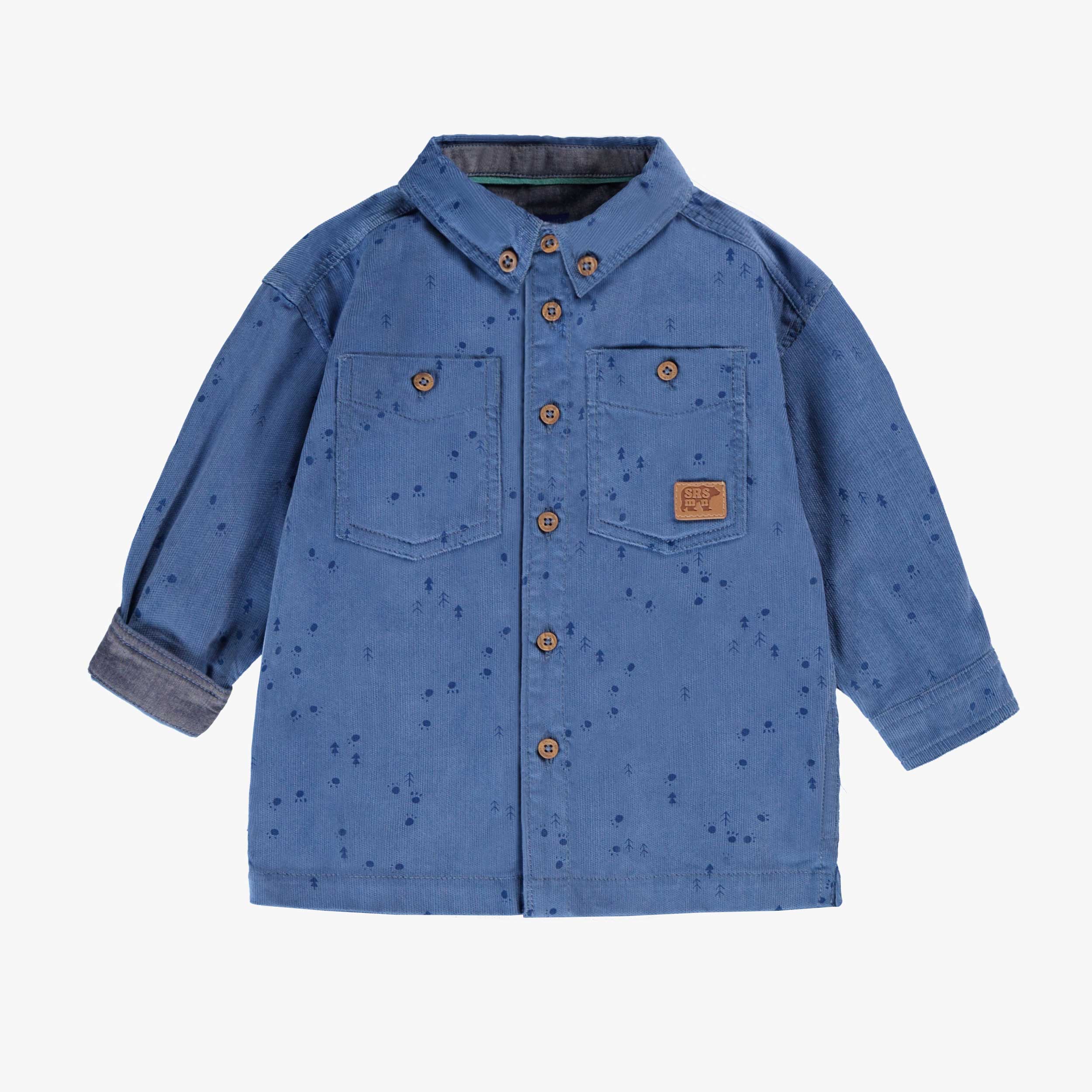 Chemise bleue en velours côtelé, bébé