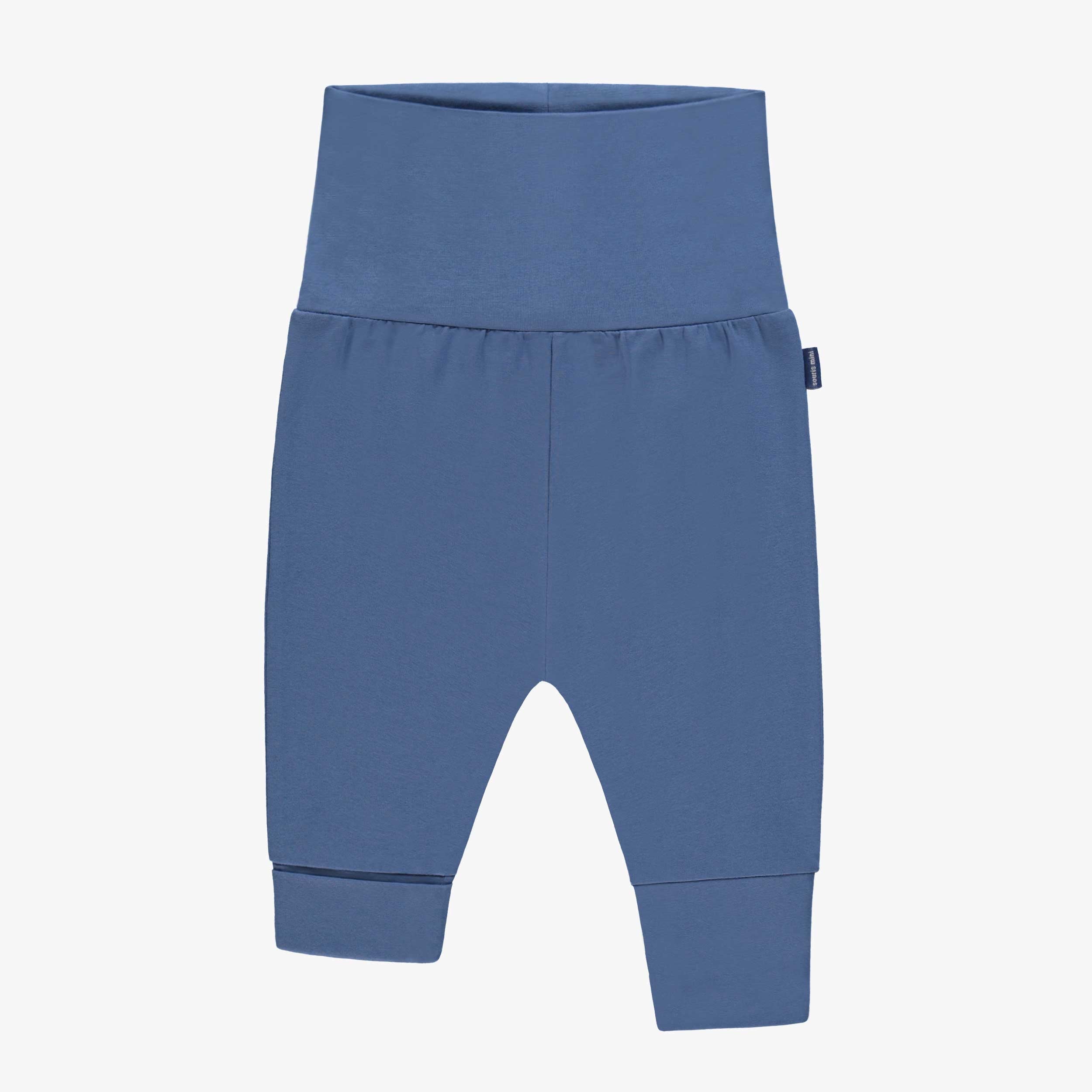 Pantalon évolutif bleu foncé bande taille déroulée, bébé