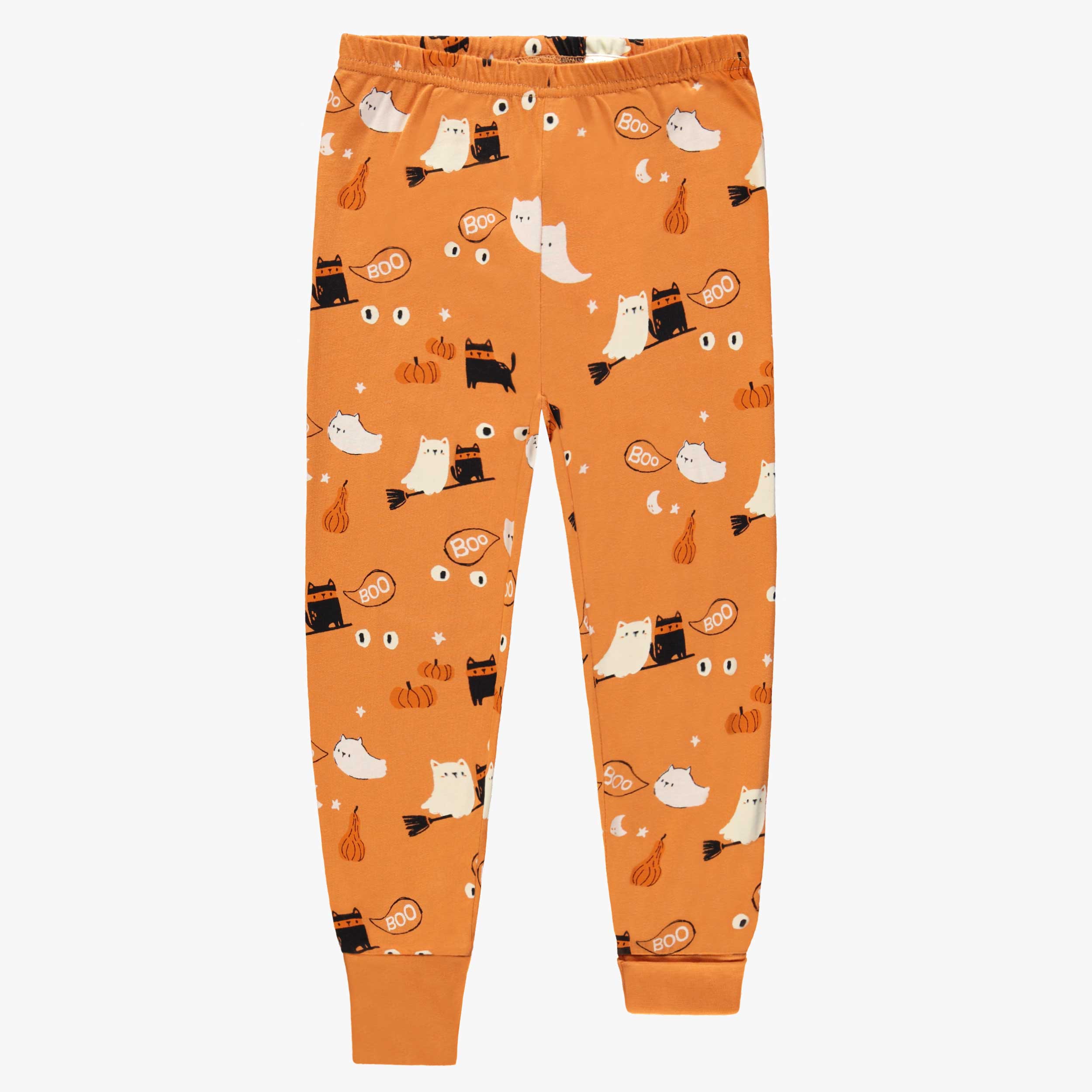 Bas du pyjama deux pièces crème et orange à motifs d’Halloween, enfant