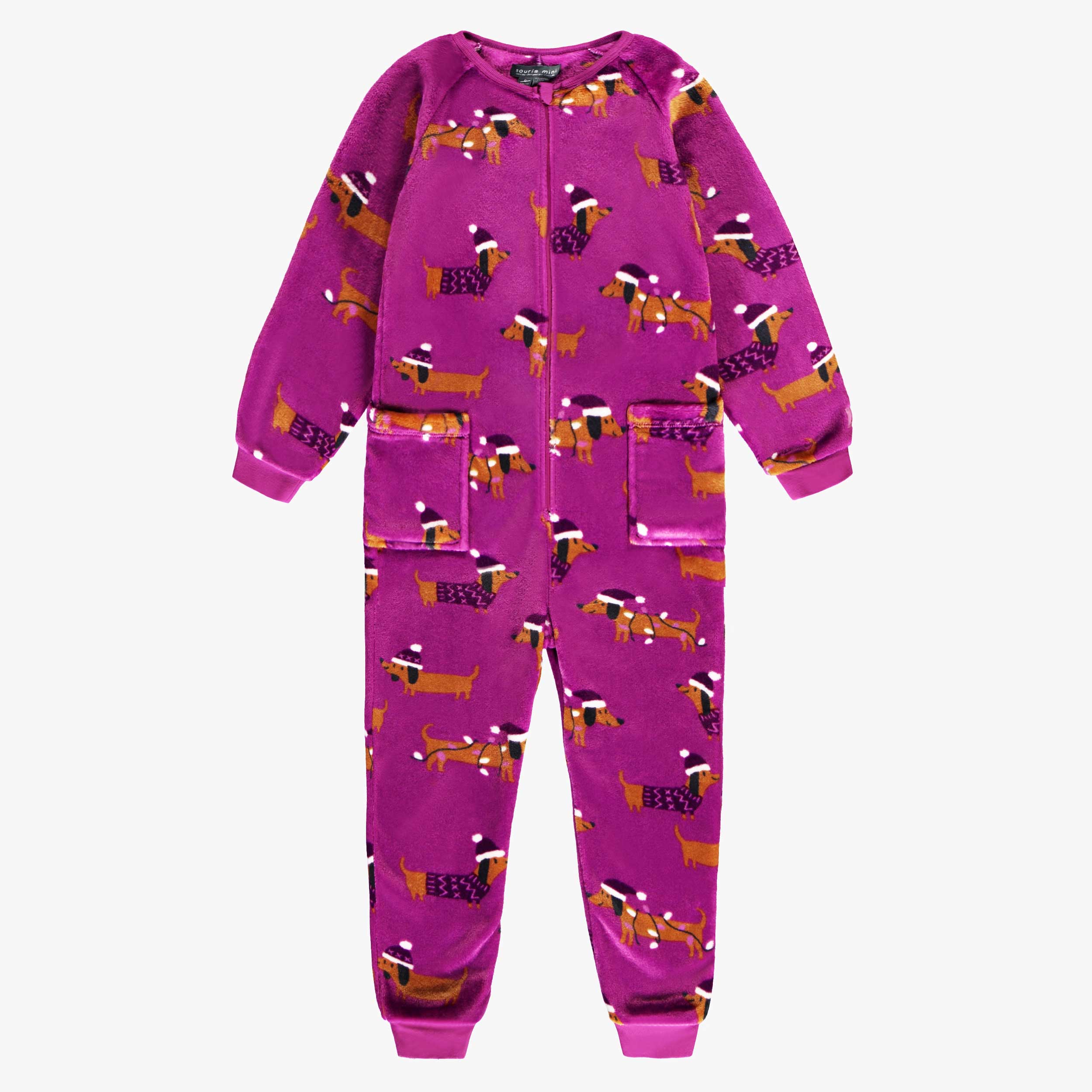 Pyjama une pièce mauve à motifs de chiens, enfant