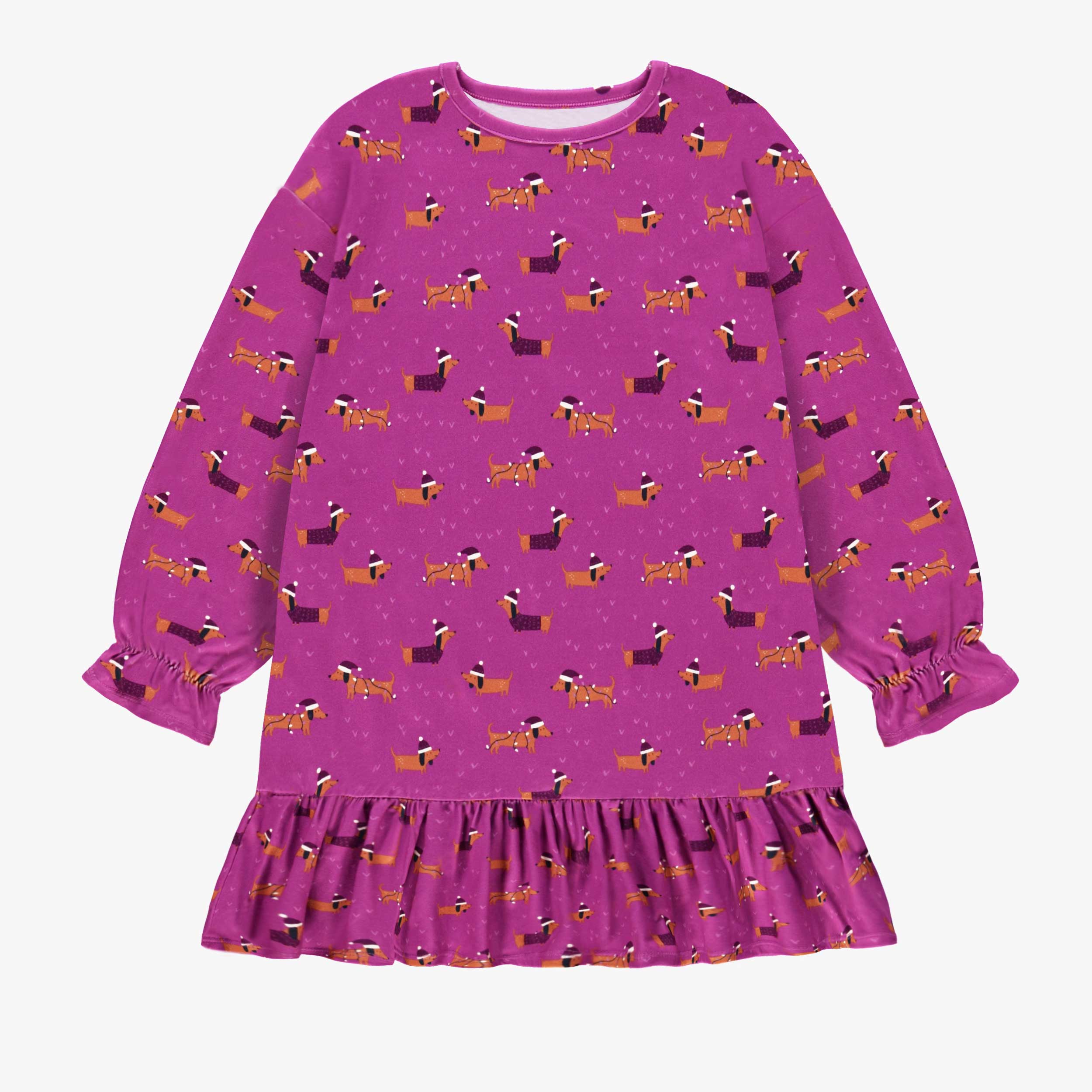 Robe de nuit mauve à motifs de chiens, enfant