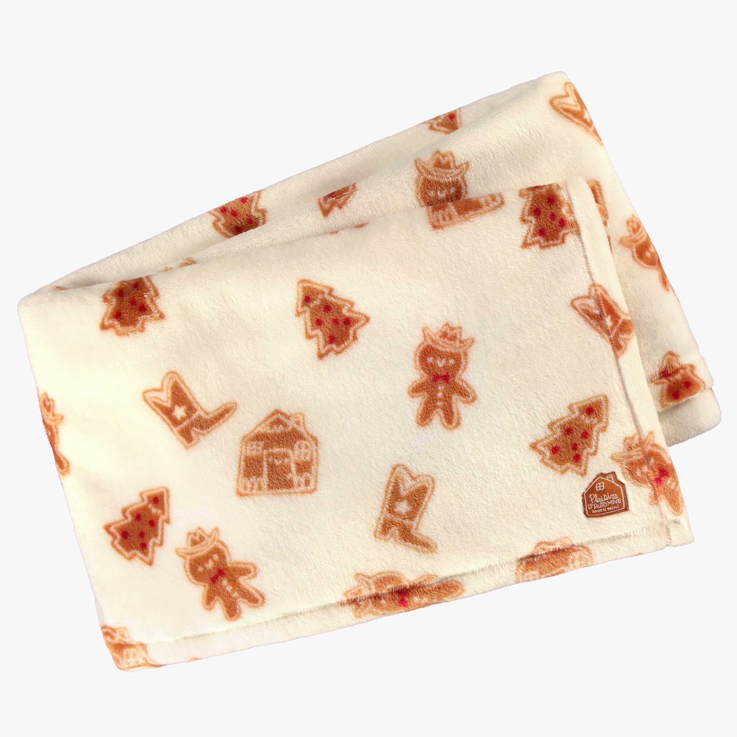 Couverture en peluche crème à motifs pain d’épices