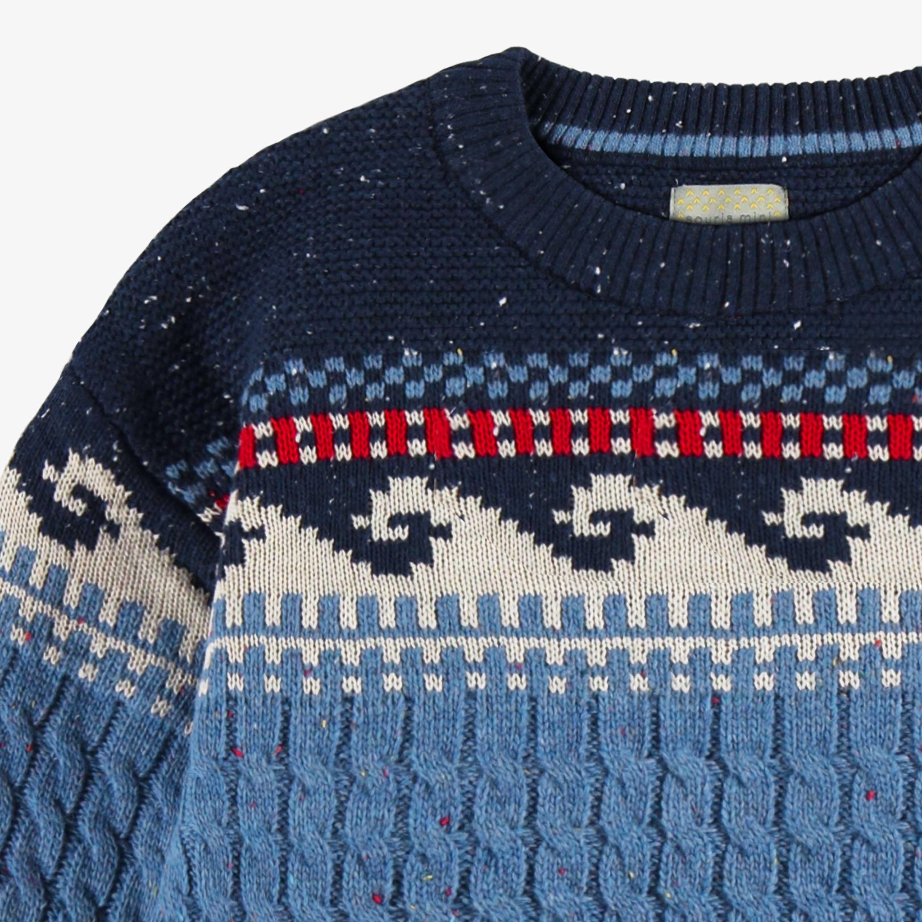 Blue sweater in cable knit, child