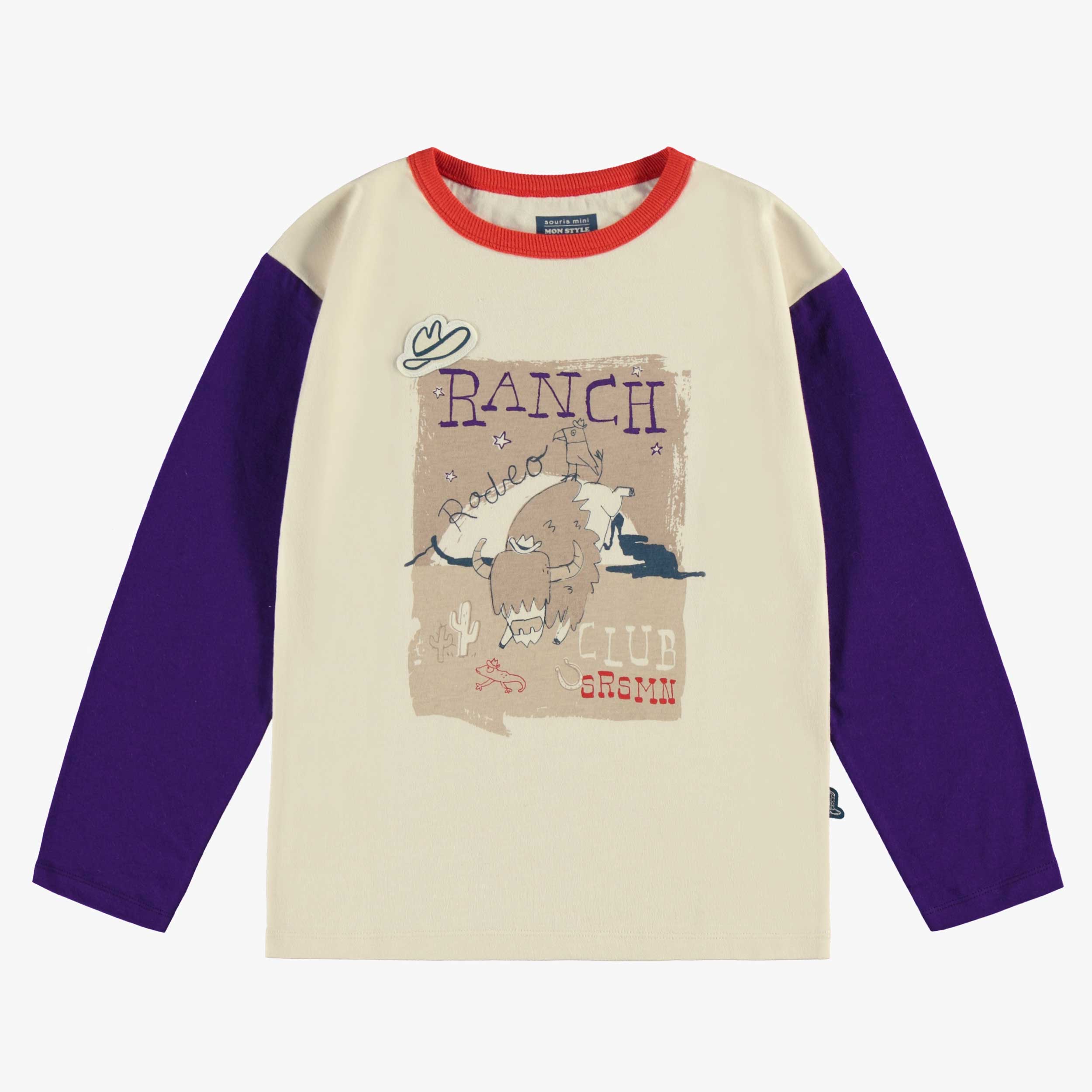T-shirt beige avec illustration, enfant