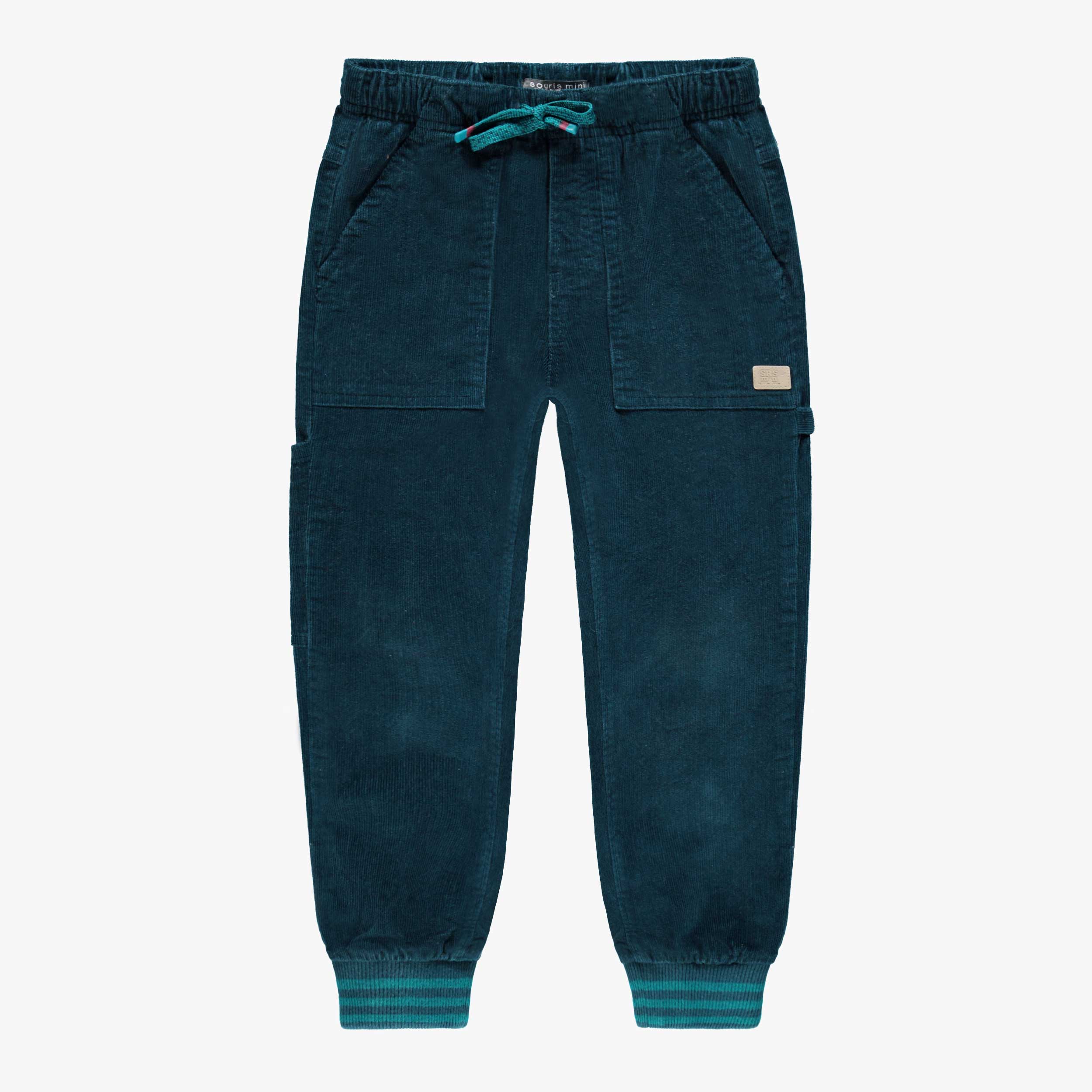 Pantalon turquoise en velours côtelé, enfant