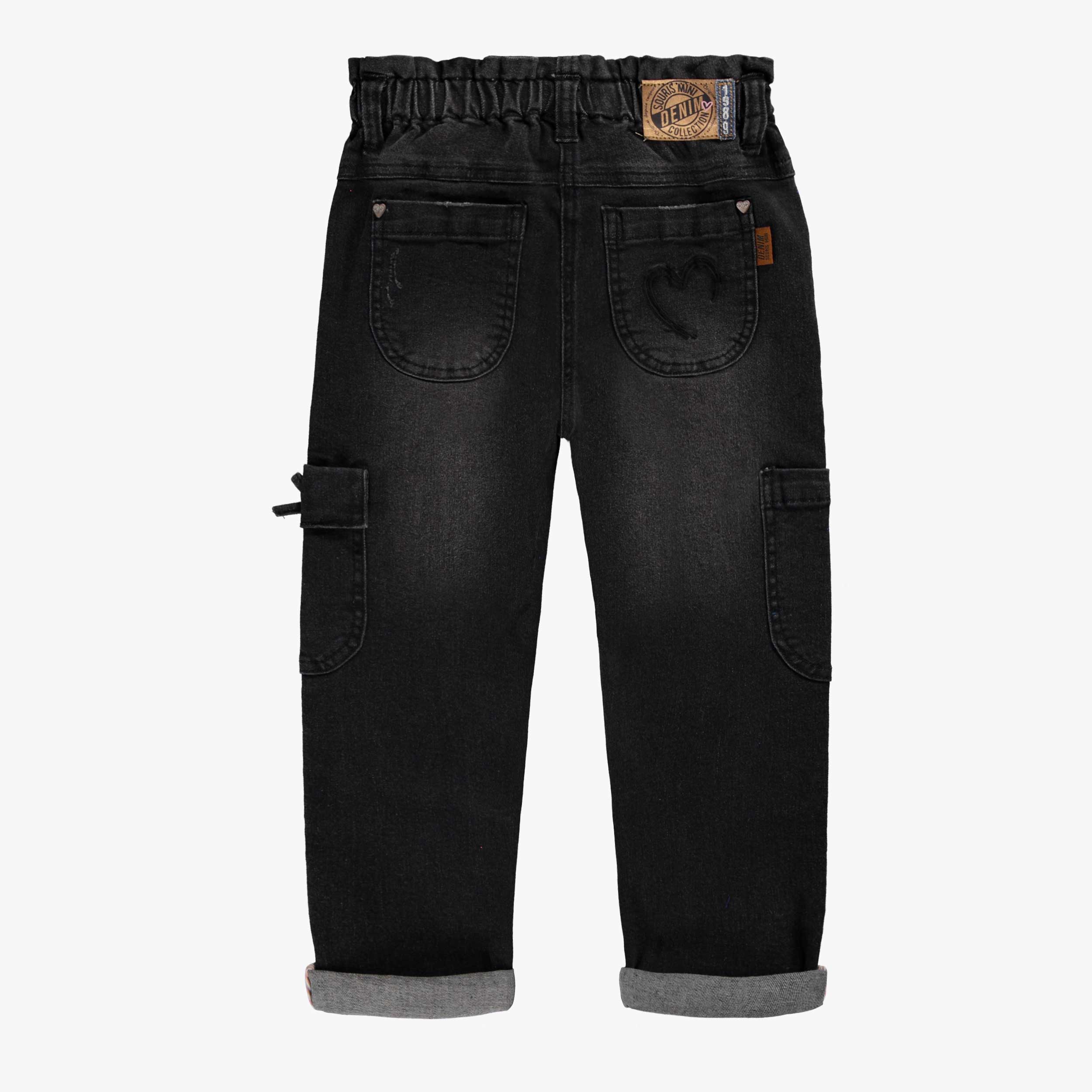 Black paperbag-waist jeans, child