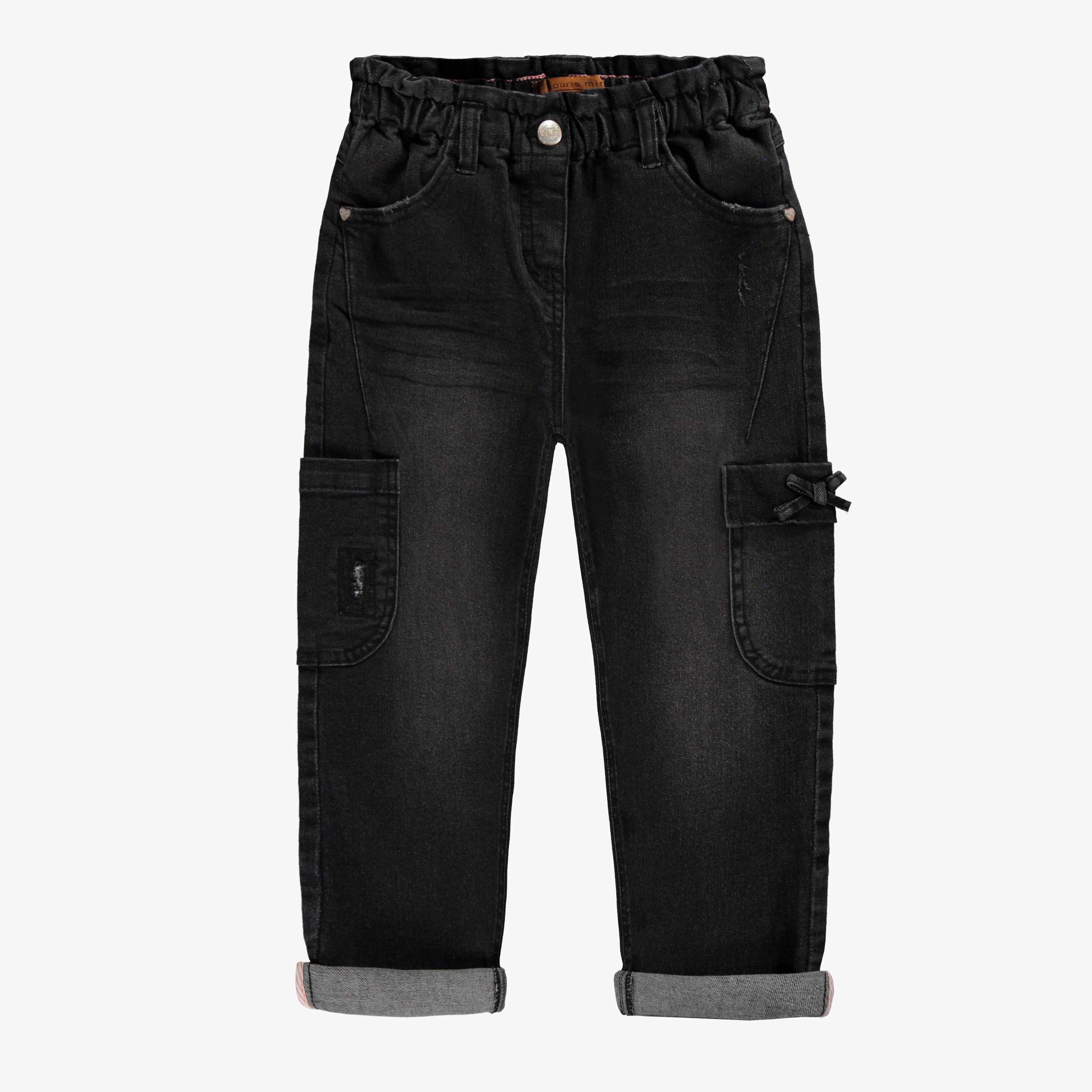 Black paperbag-waist jeans, child
