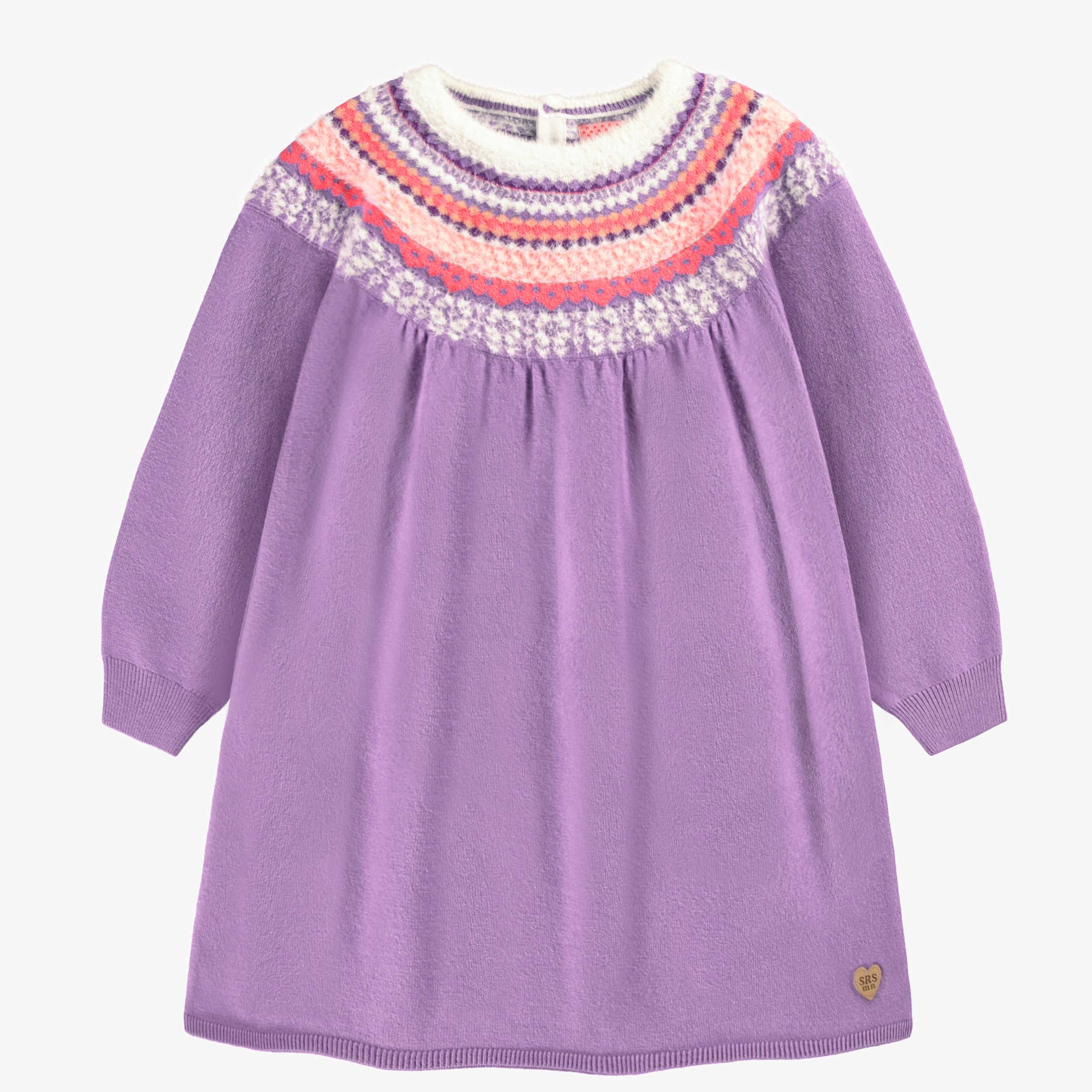 Robe mauve en tricot avec motifs, enfant