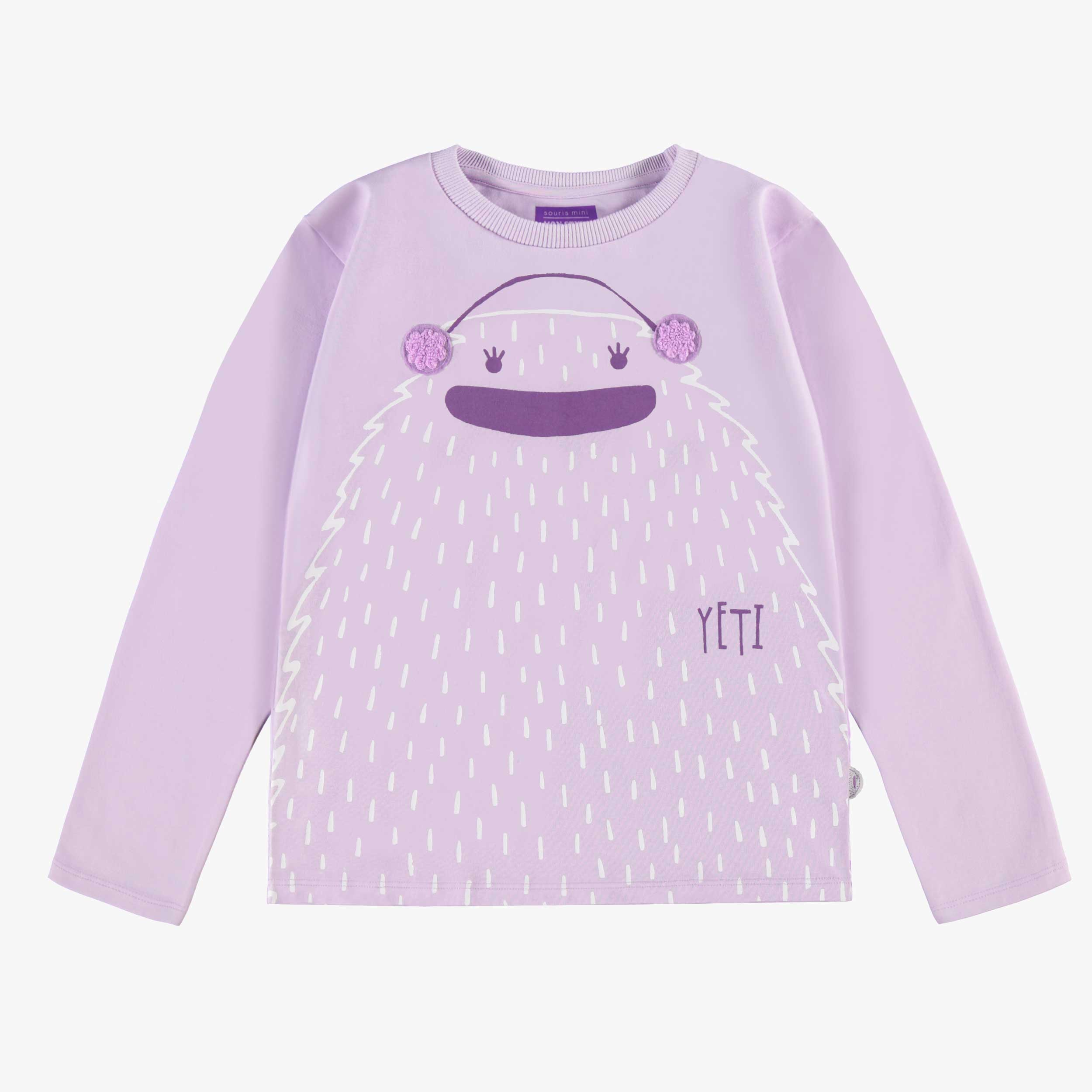 T-shirt mauve avec illustration, enfant