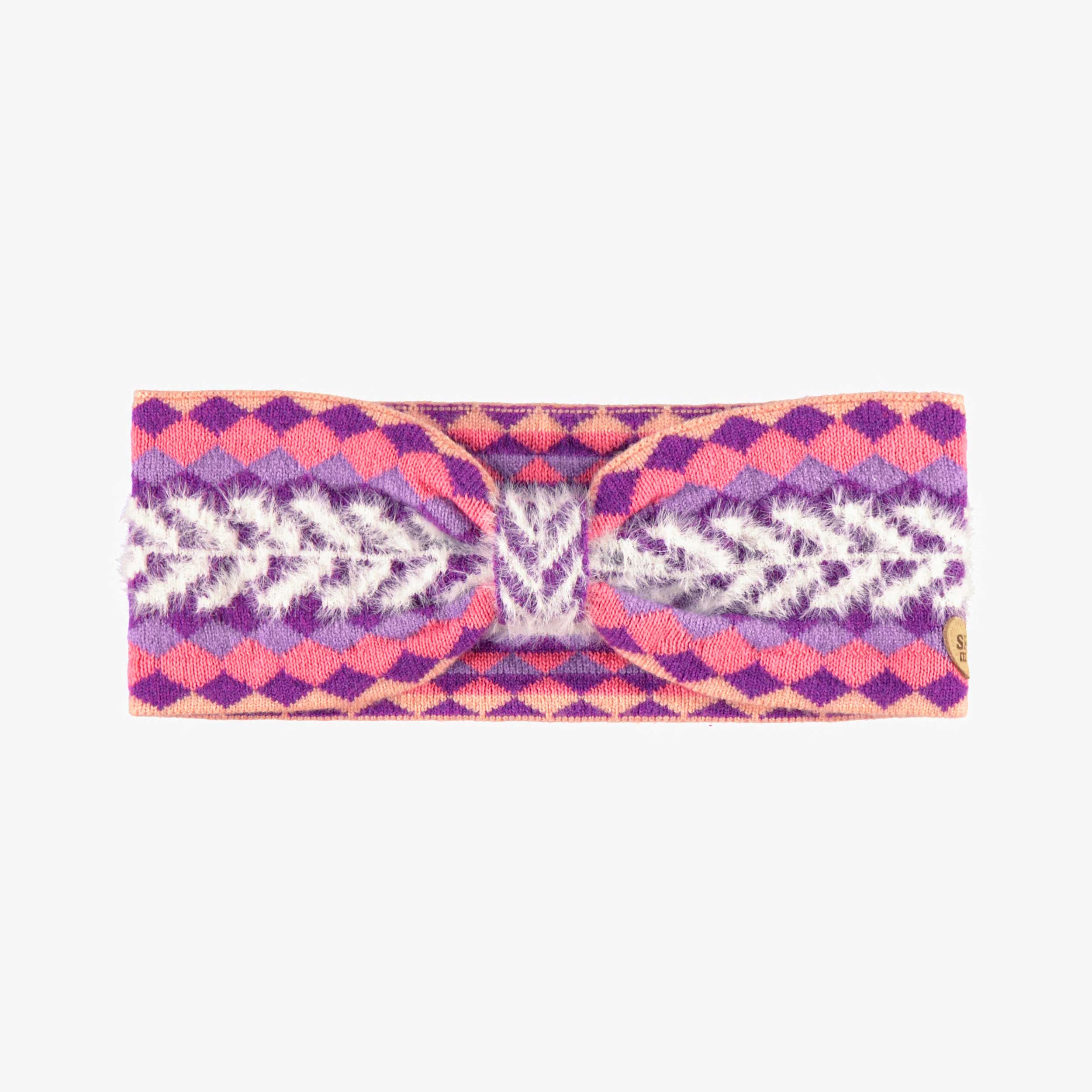 Bandeau mauve en tricot avec motifs, enfant