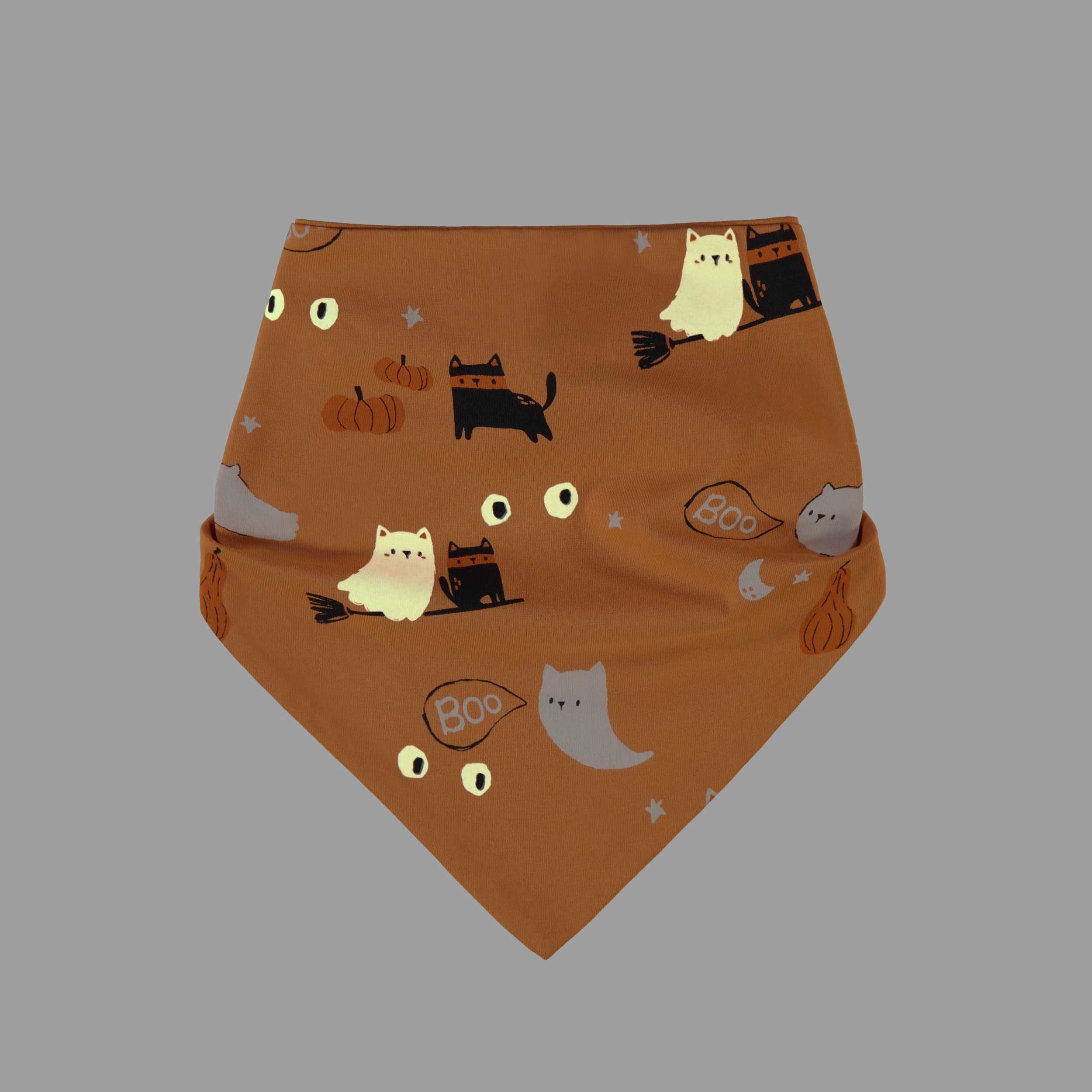 Foulard orange à motifs d’Halloween pour animaux Brille dans le noir