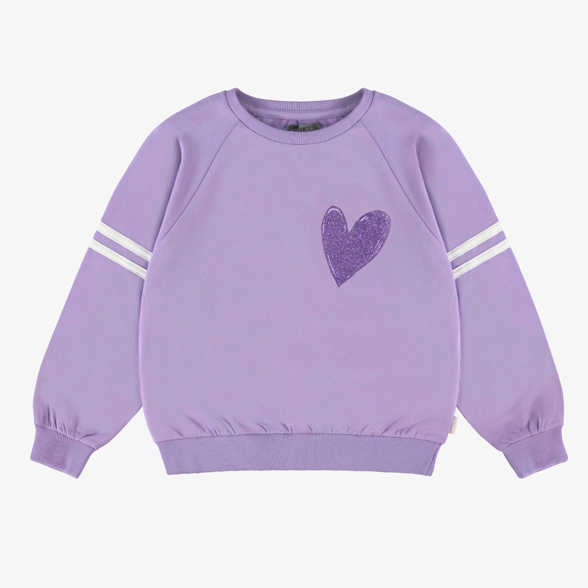 Chandail mauve en molleton avec cœur, enfant