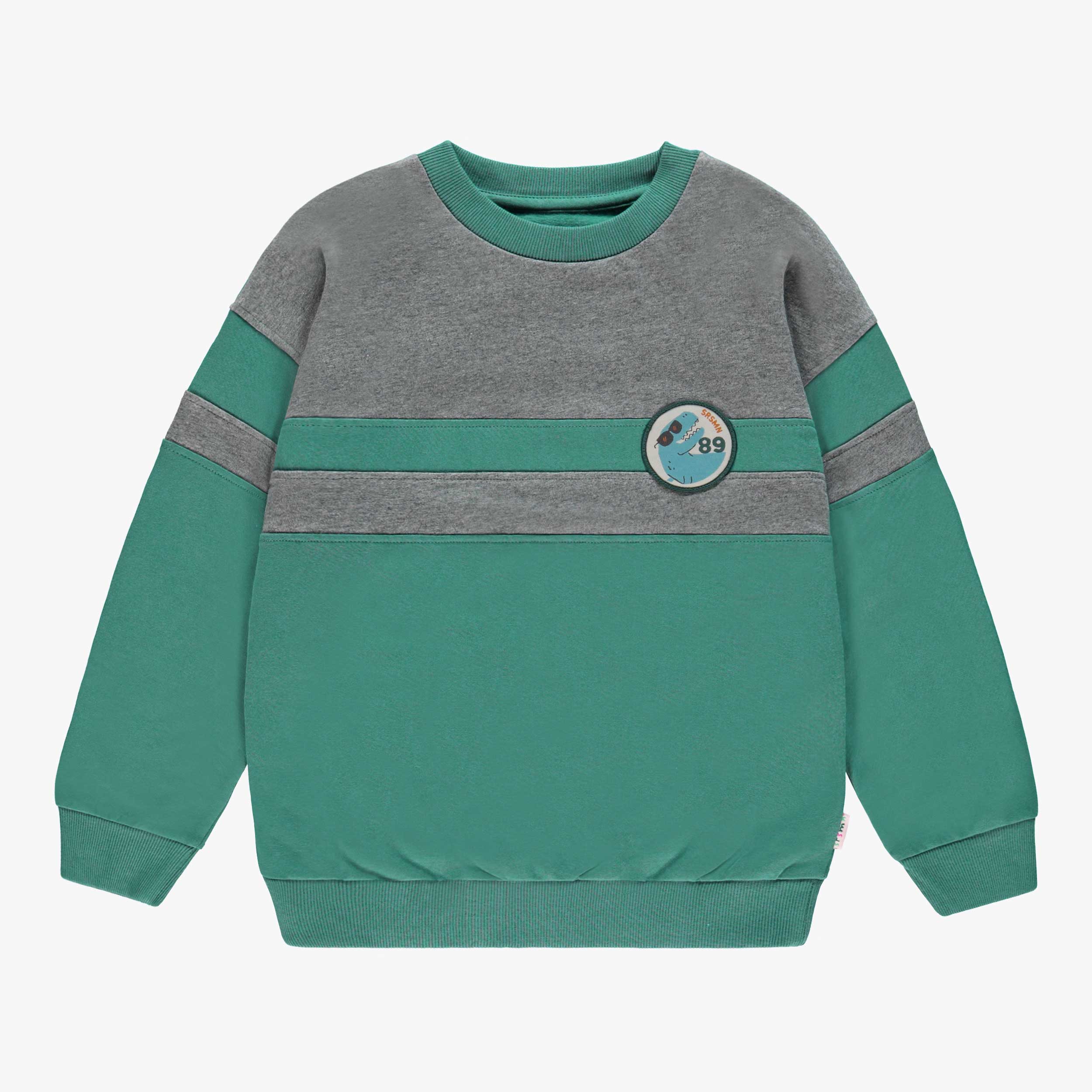 Chandail vert et gris en molleton, enfant