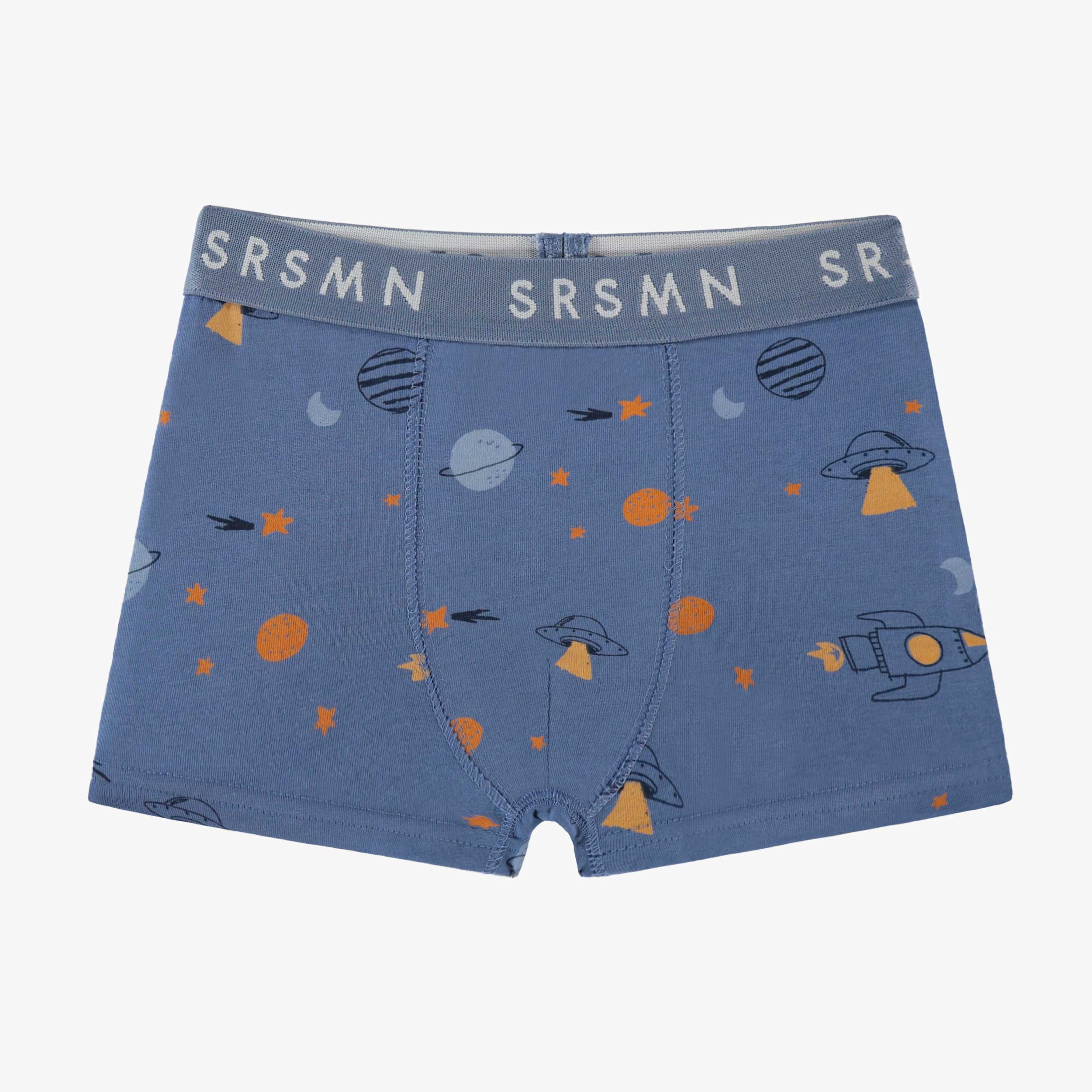 Boxer bleu à motifs de planètes, enfant