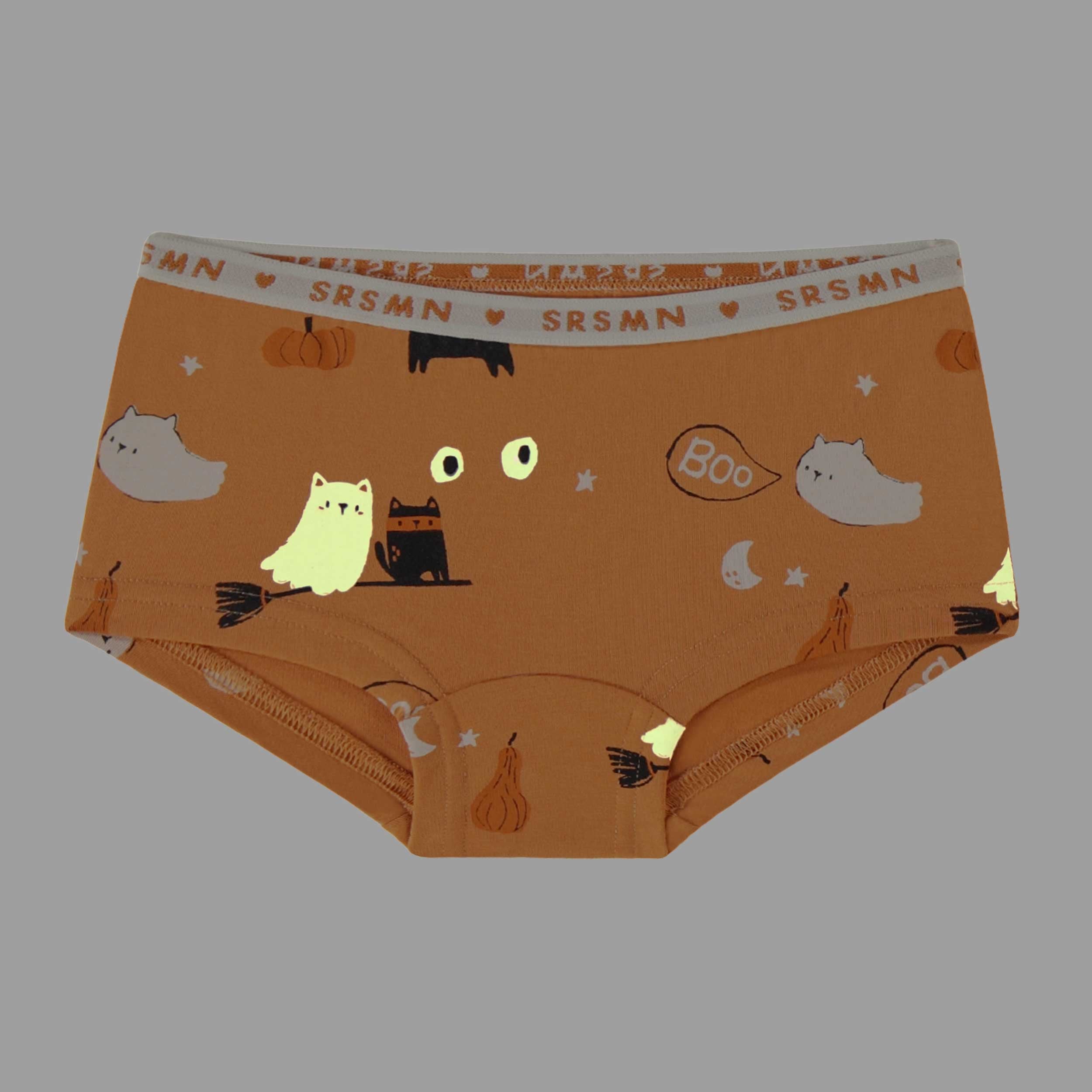 Culotte garçonne orange à motifs d’Halloween Brille dans le noir, enfant