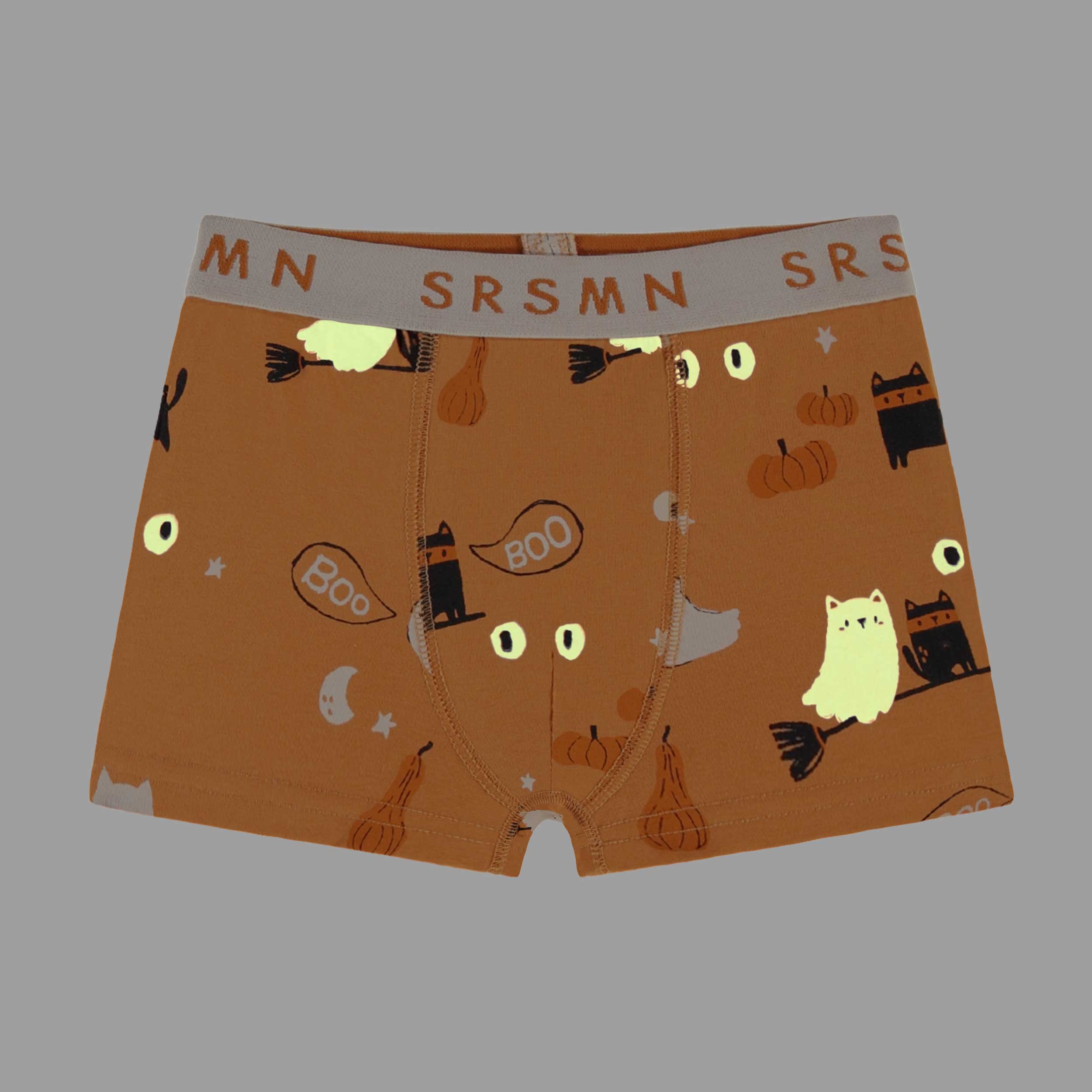 Boxer orange à motifs d’Halloween Brille dans le noir, enfant