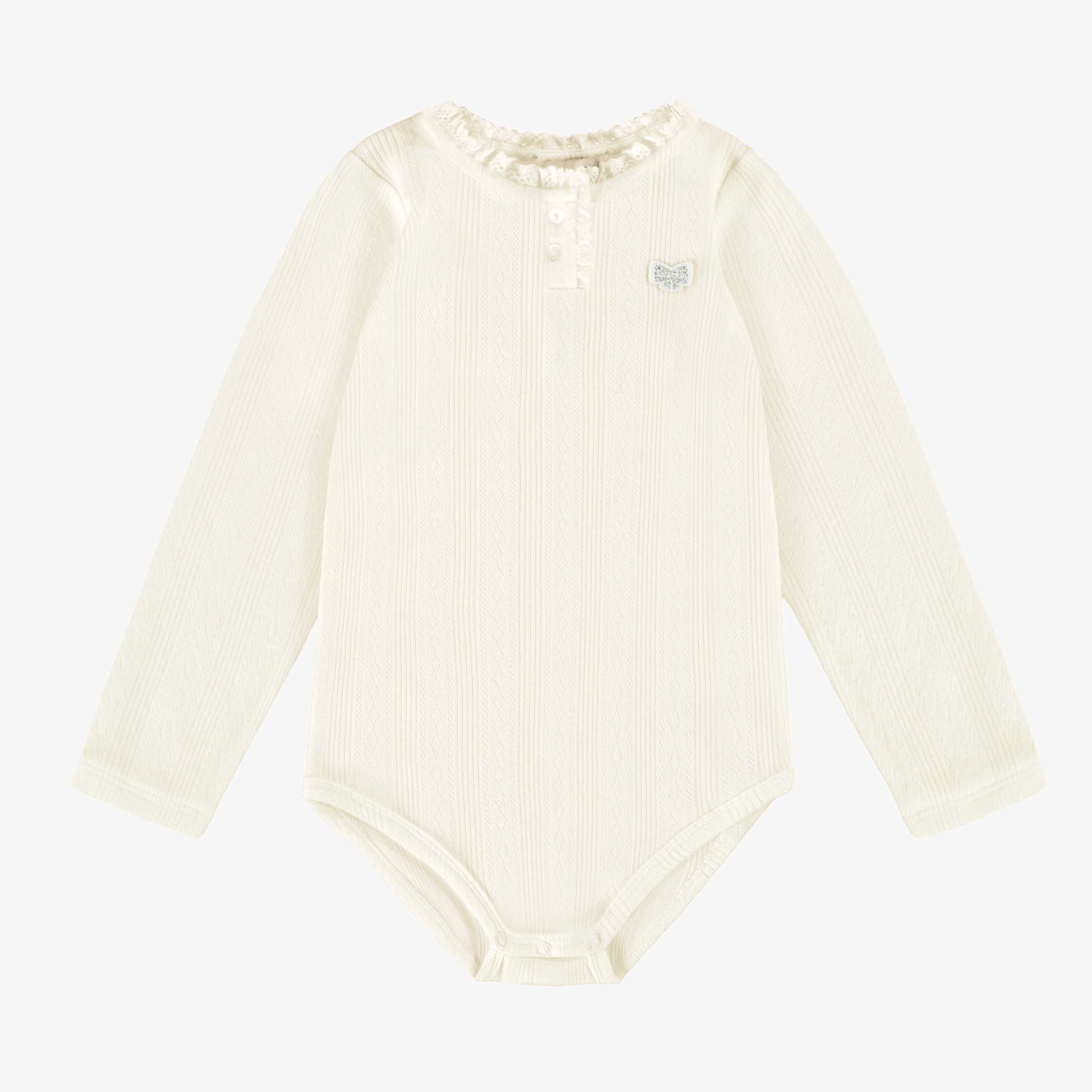 Justaucorps blanc à motif pointelle, enfant