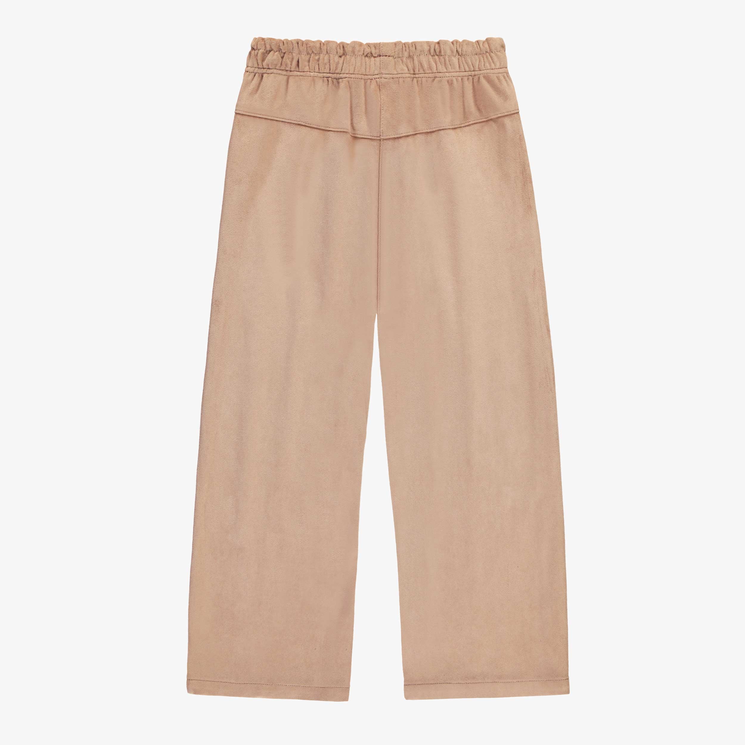 Dos du pantalon beige en faux suède, enfant