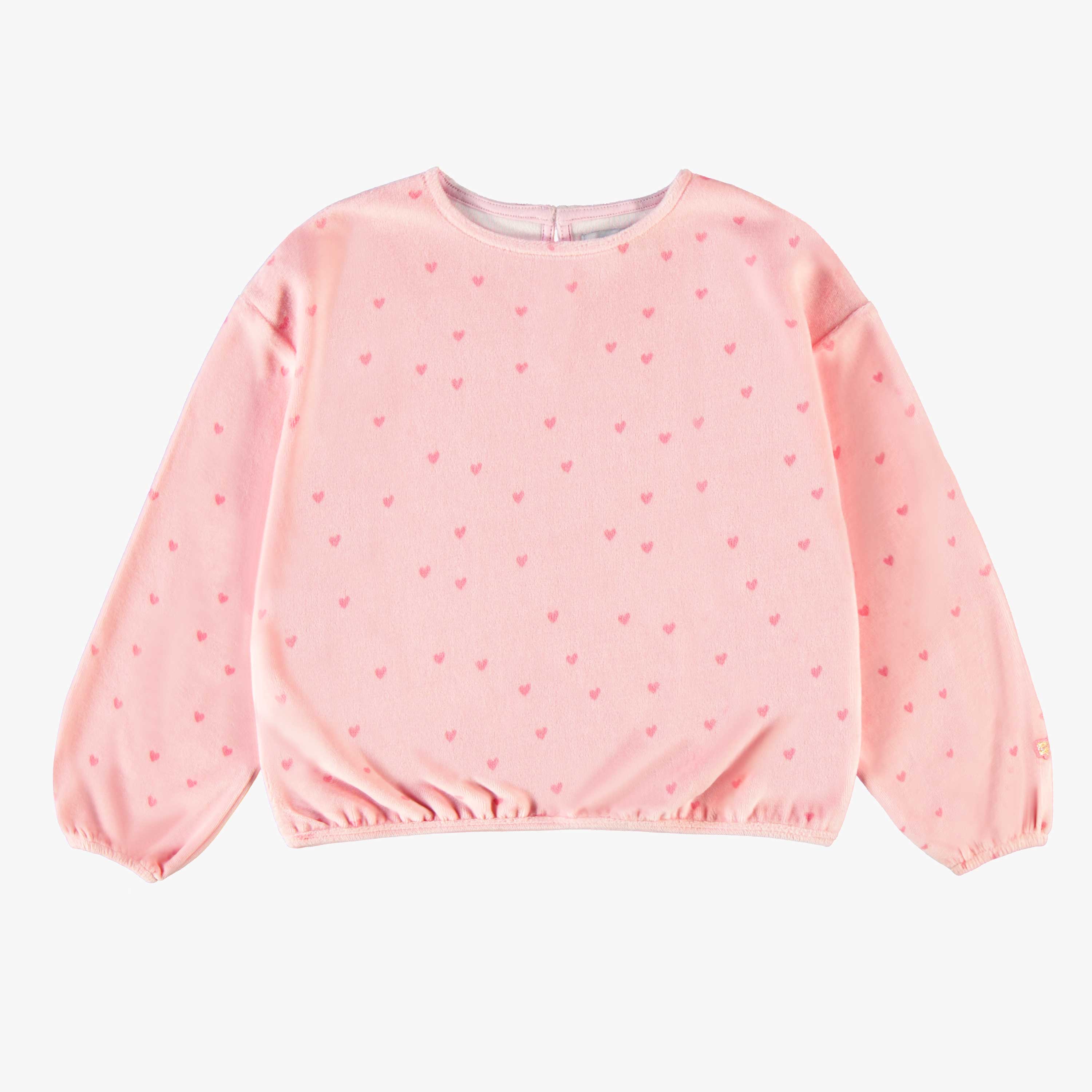 Chandail rose en velours, enfant