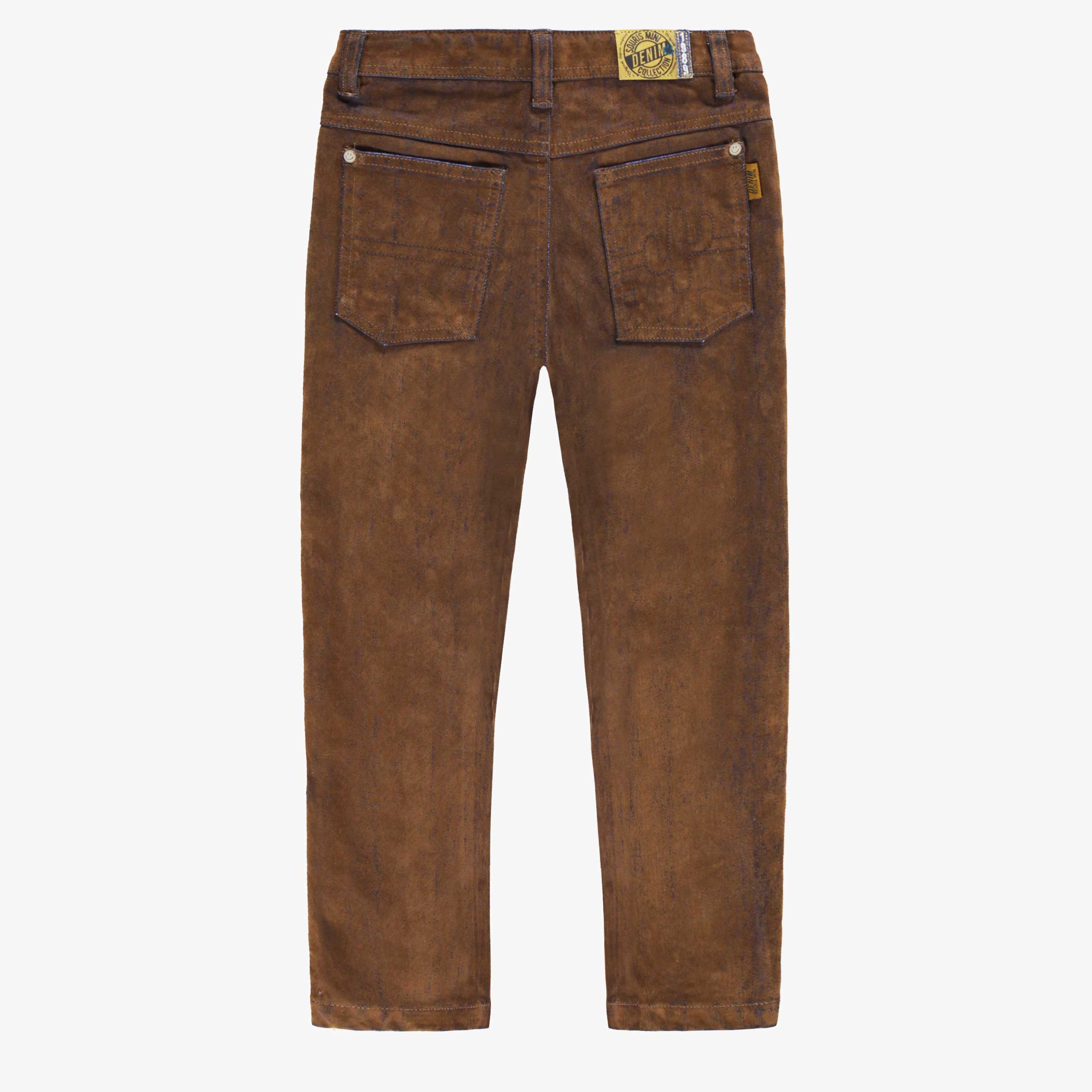 Dos du jean brun coupe régulière, enfant