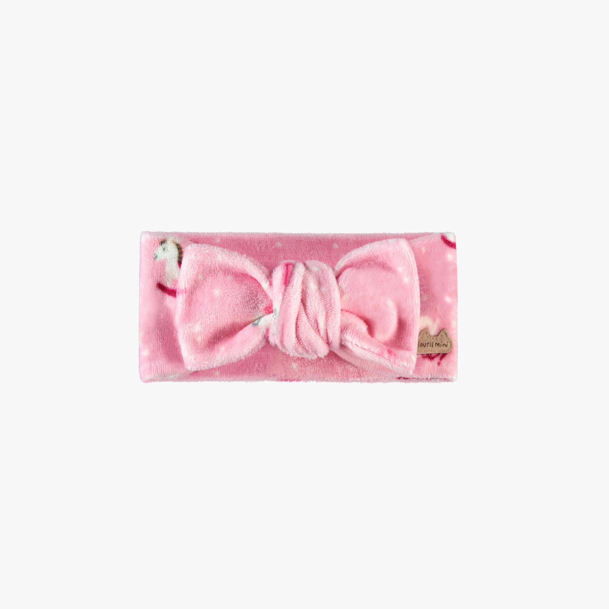 Bandeau rose en velours, naissance