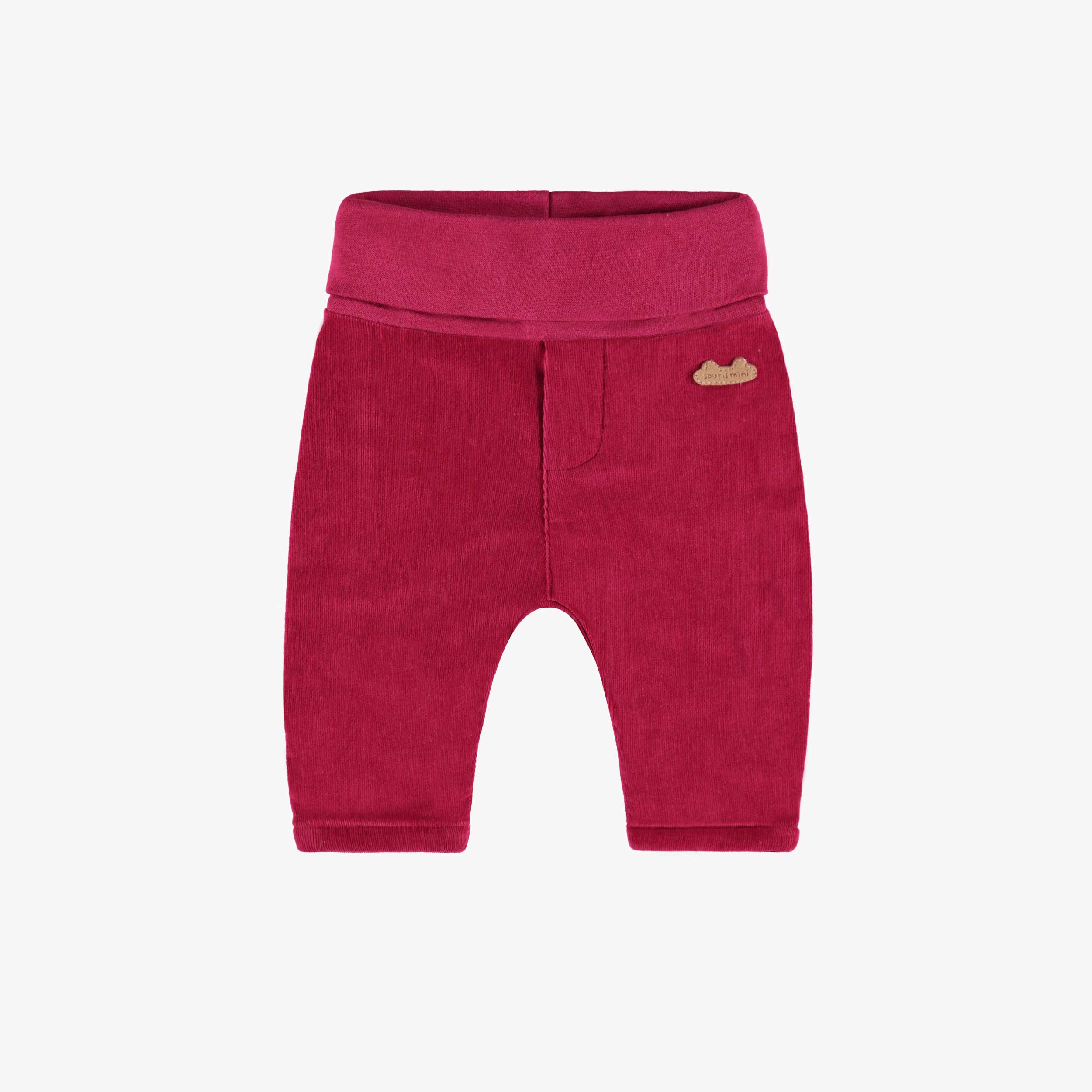 Pantalon rose en velours côtelé, naissance