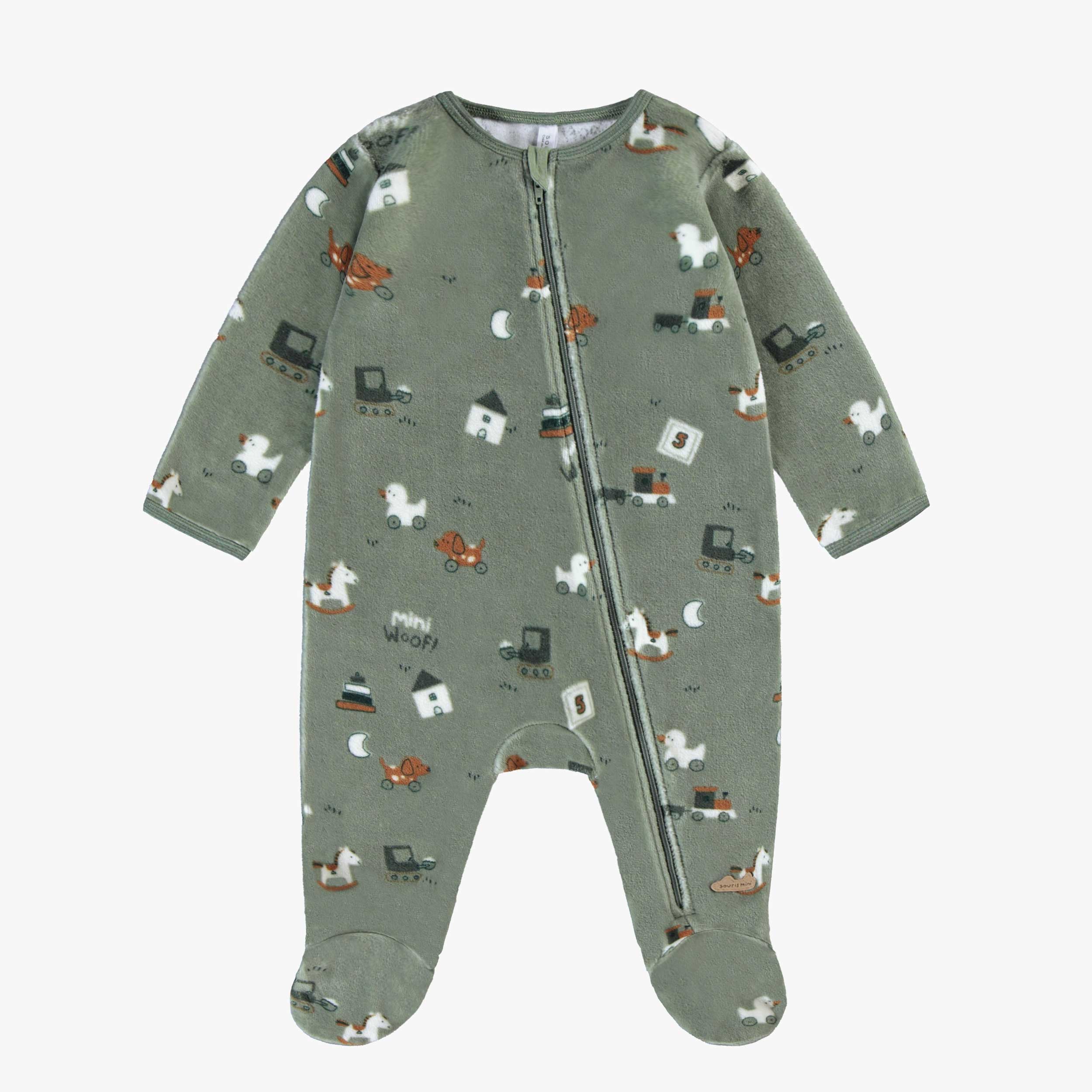 Pyjama vert en velours, naissance