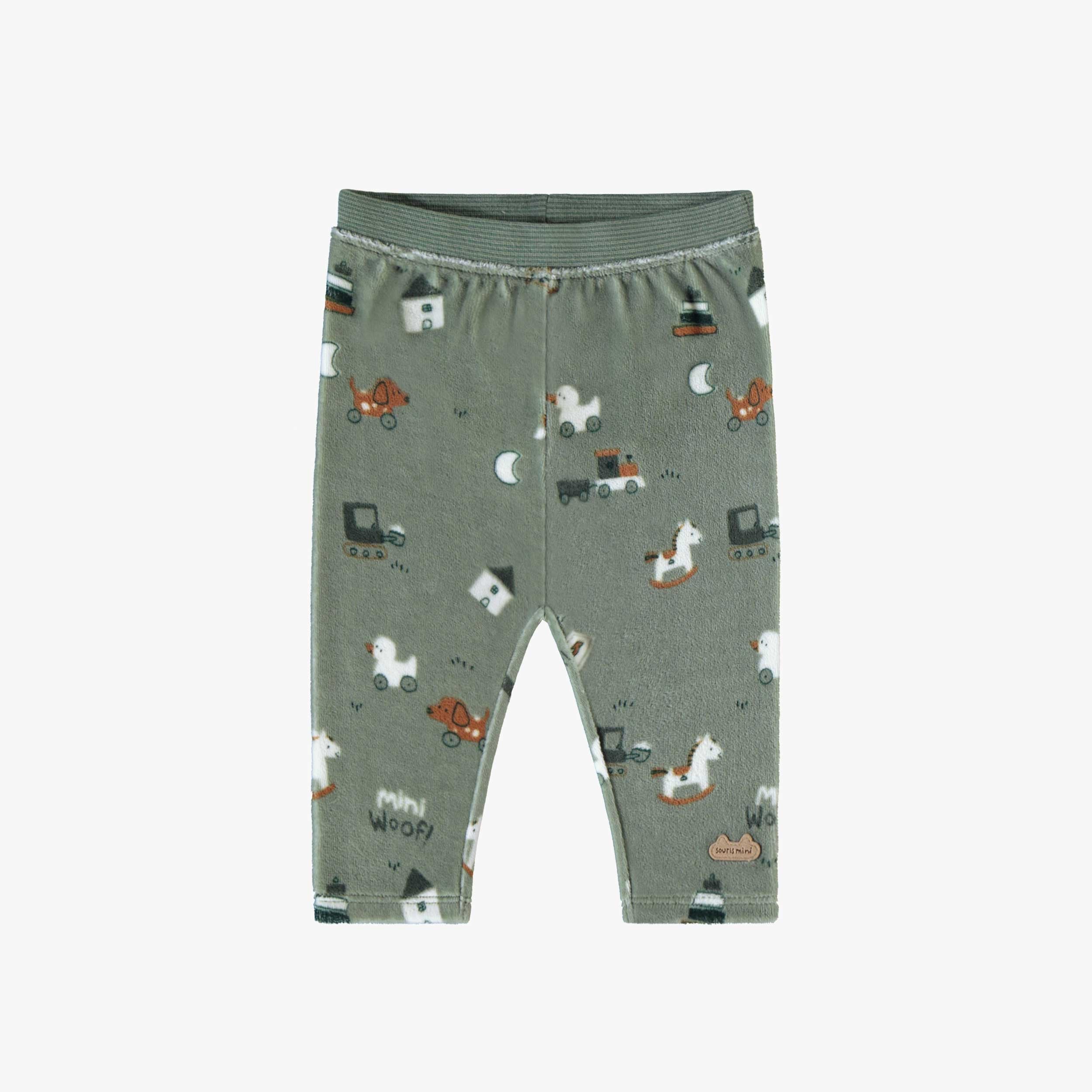 Legging vert en velours, naissance