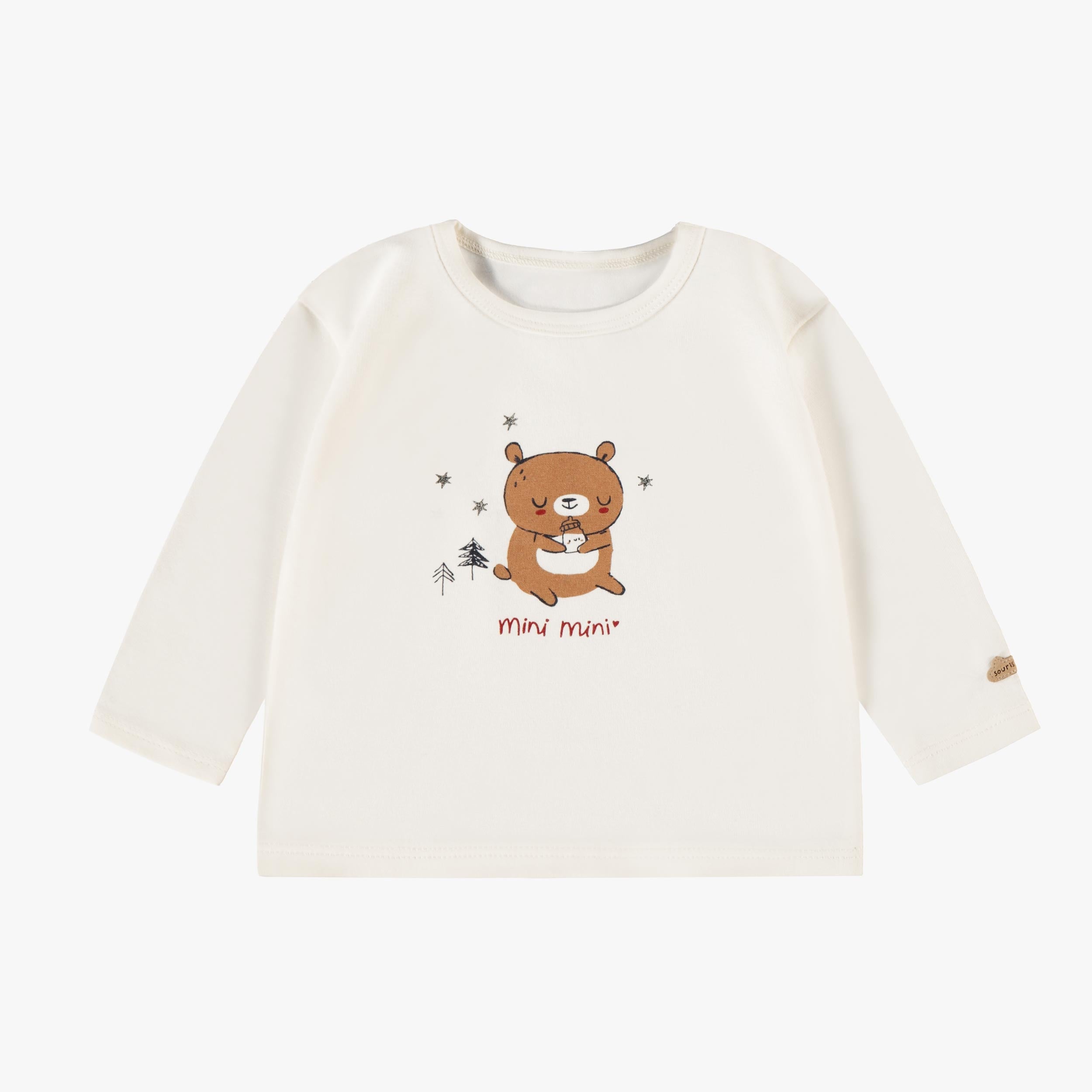 T-shirt crème avec illustration, naissance