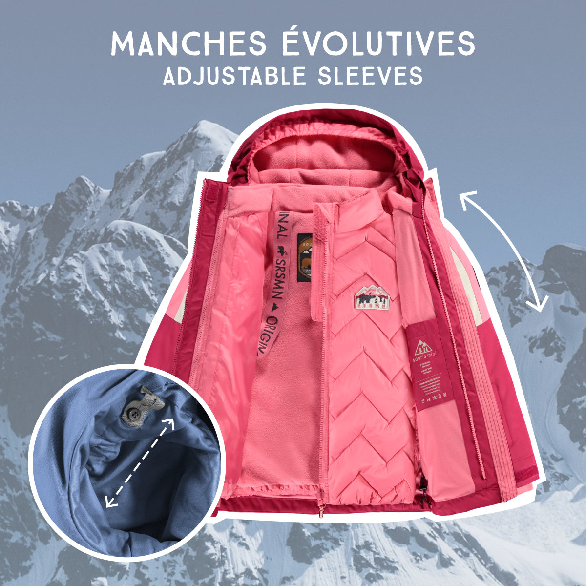 Pink and denim blue 3-in-1 snowsuit, child