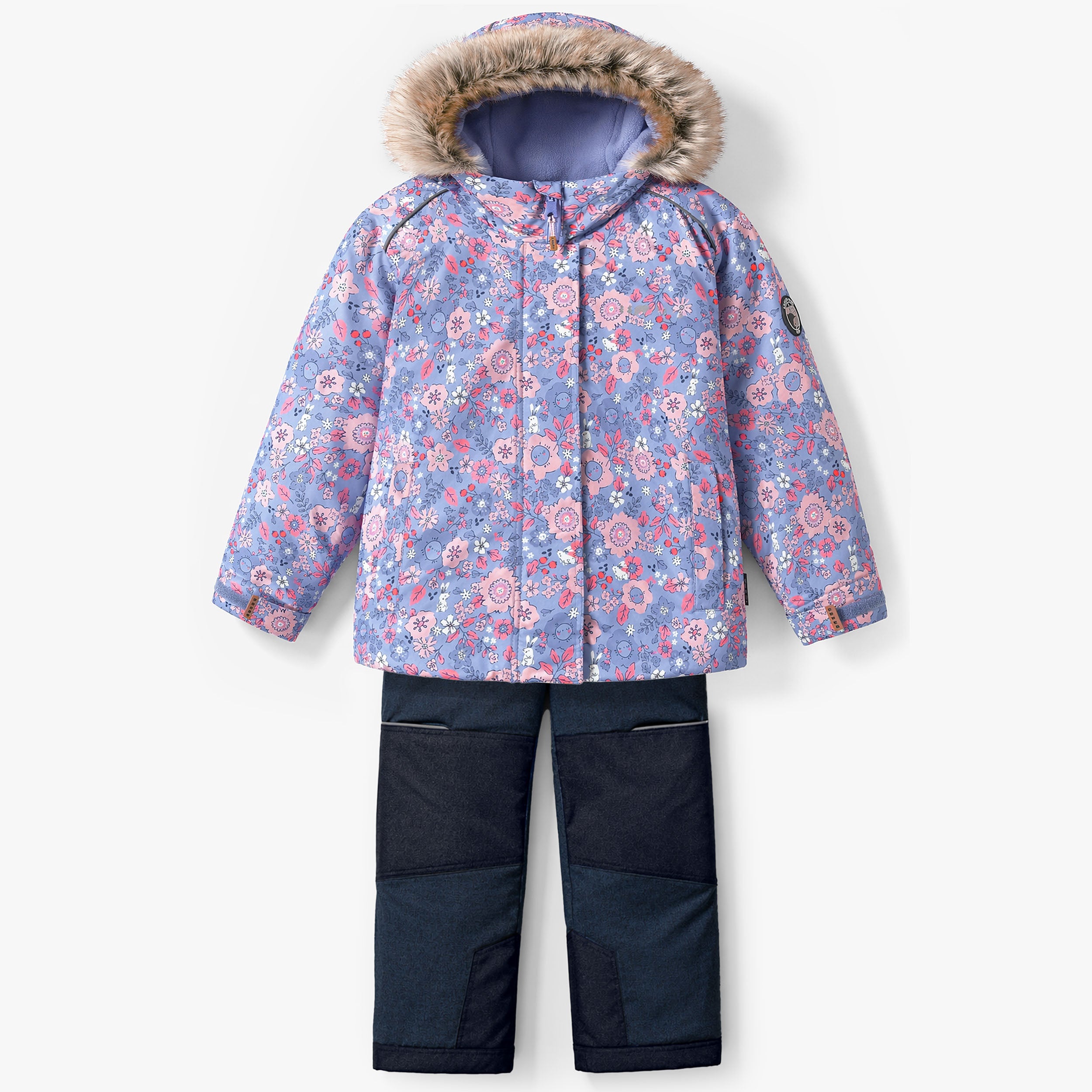 Habit de neige deux pièces mauve à imprimé floral, enfant fille - Souris Mini