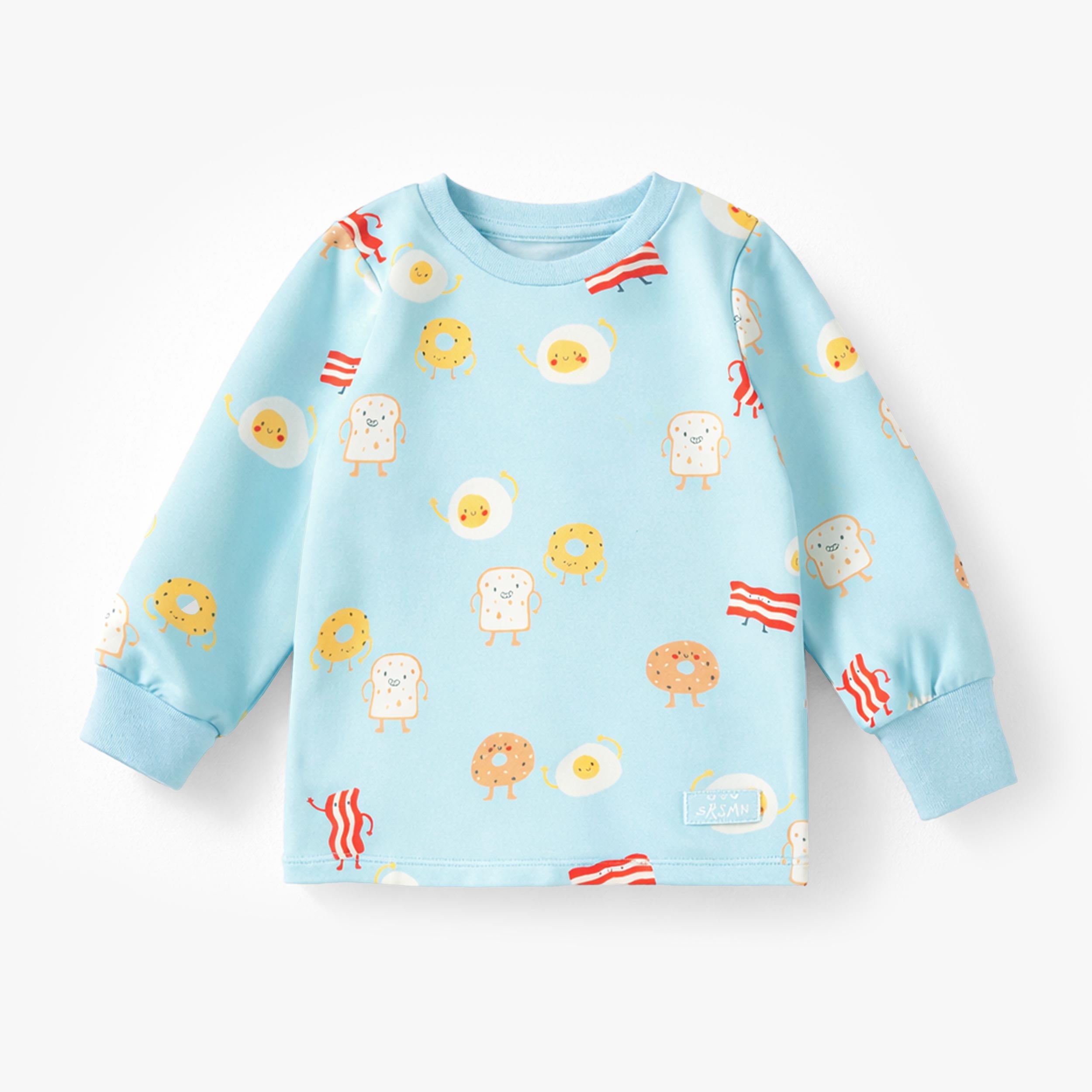 Haut du pyjama deux pièces bleu à motifs de déjeuner, bébé 