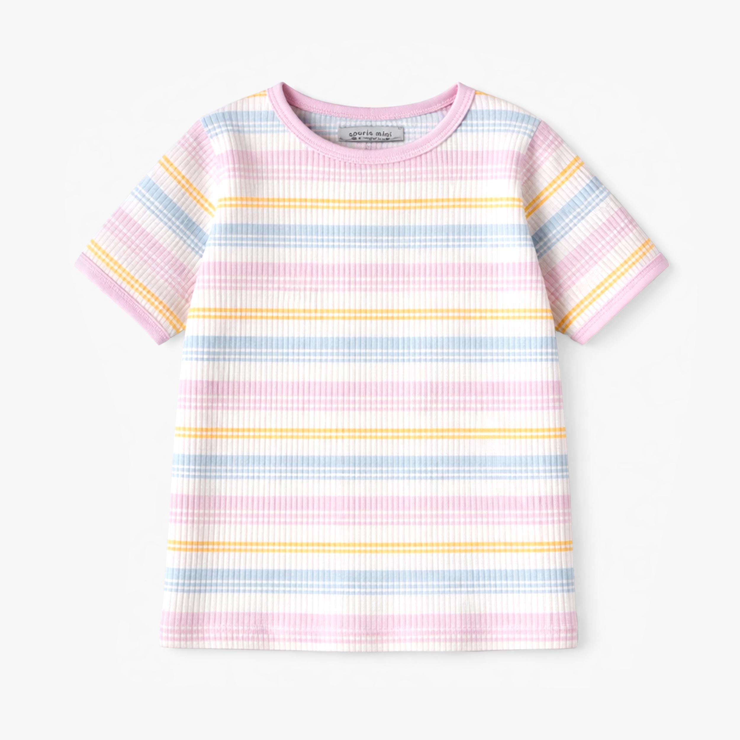 Haut de pyjama deux pièces crème à rayures pastel, enfant 