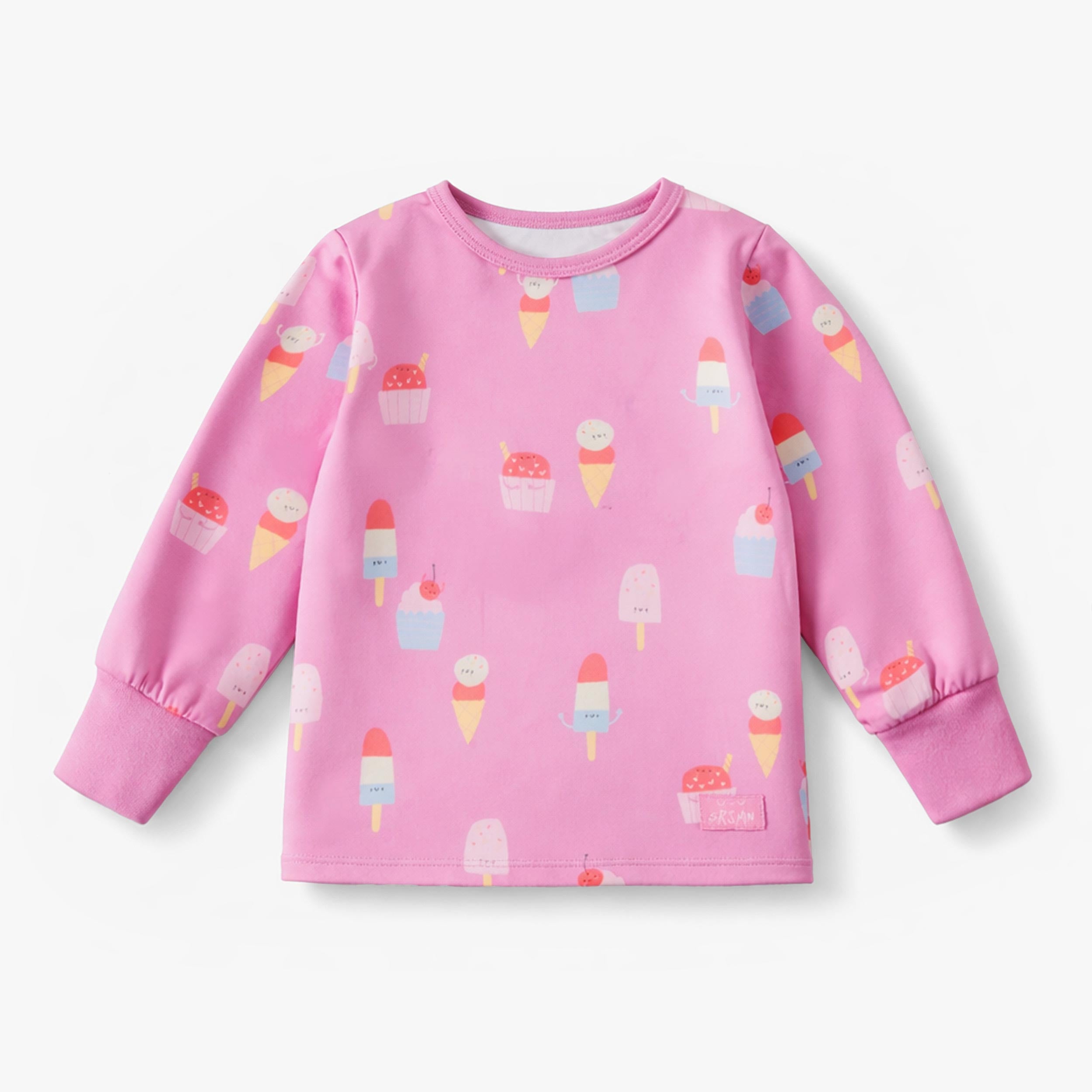 Haut du pyjama deux pièces mauve à motifs de friandises glacées, bébé 