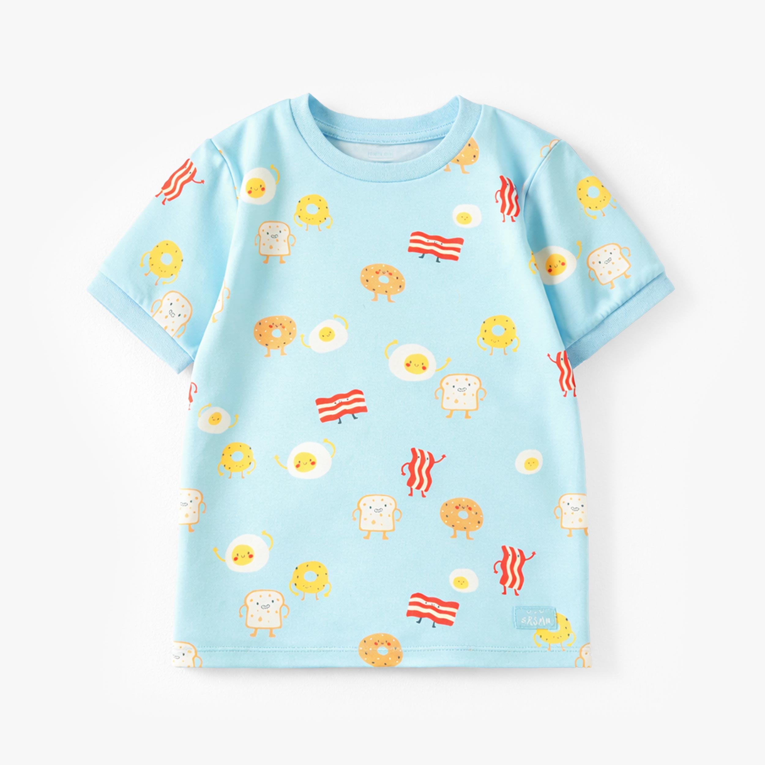 Haut du pyjama deux pièces bleu à motifs de déjeuner, enfant 