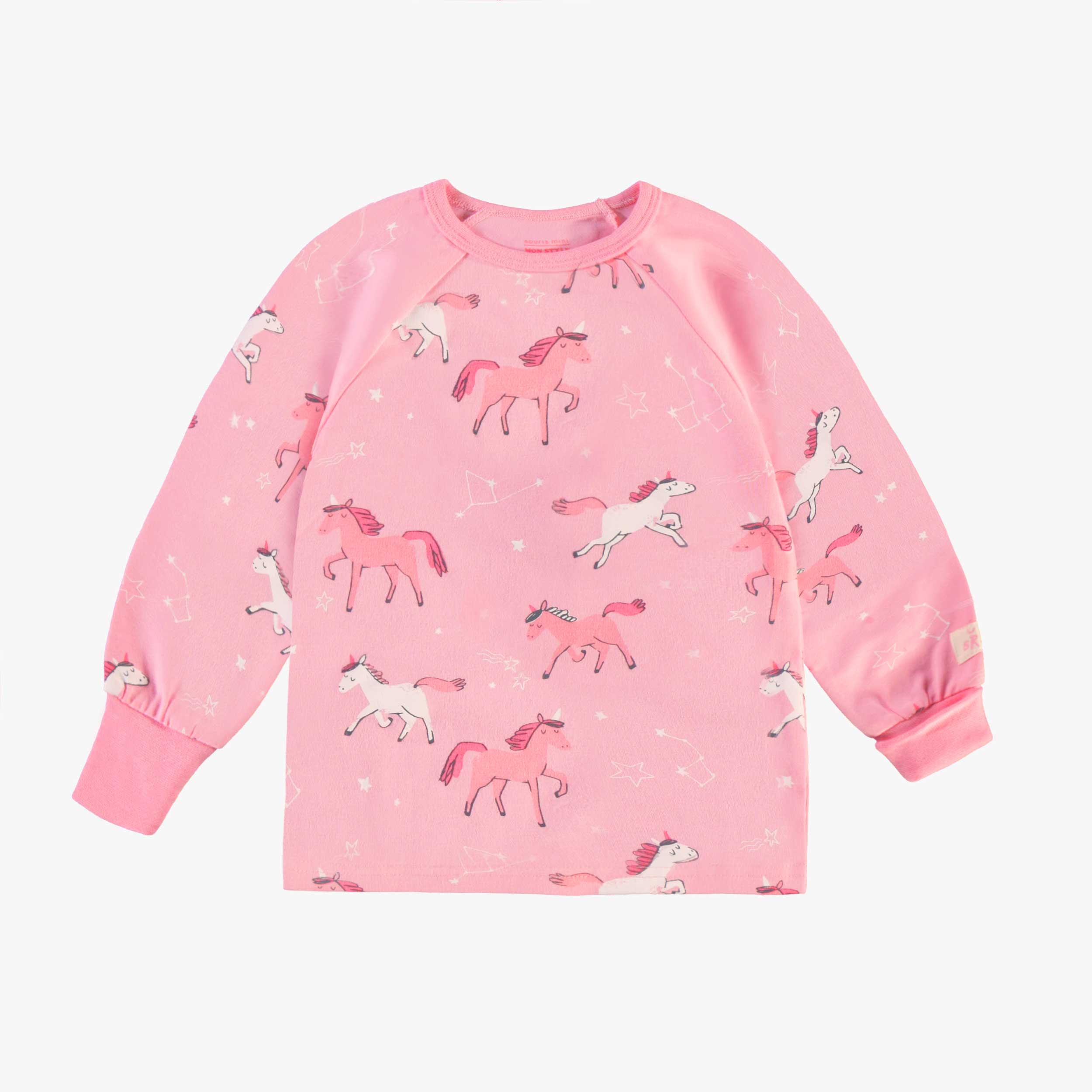 Haut du pyjama deux pièces rose à motifs de licornes, bébé 