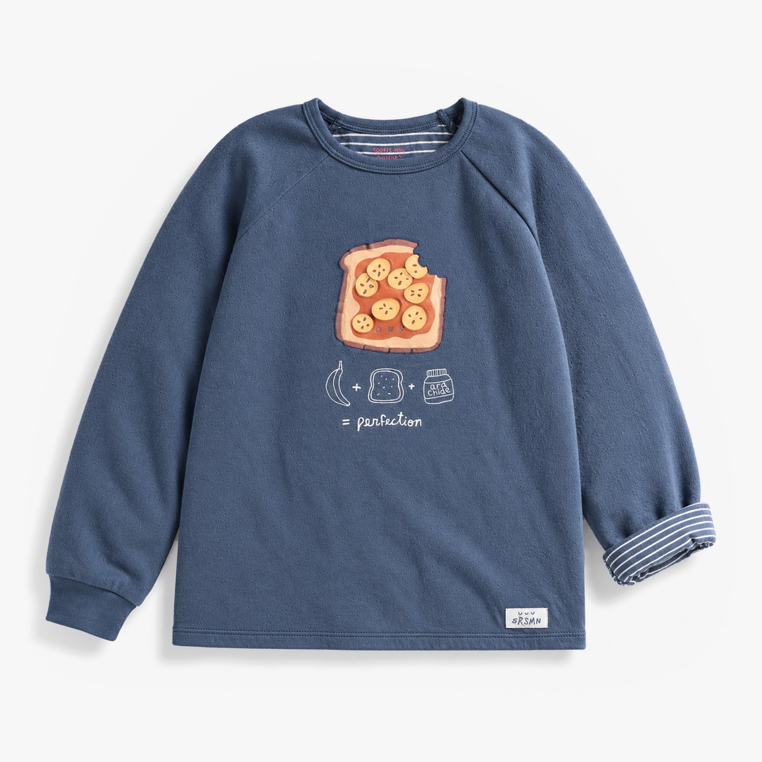 Haut du pyjama deux pièces bleu à illustration de tartine, enfant