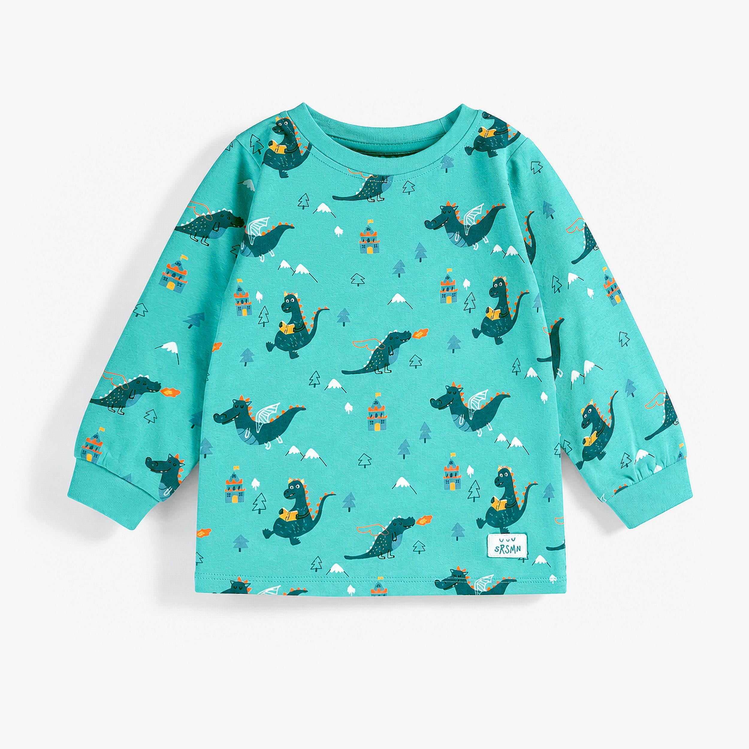 Haut du pyjama deux pièces turquoise à imprimé de dragons, bébé 